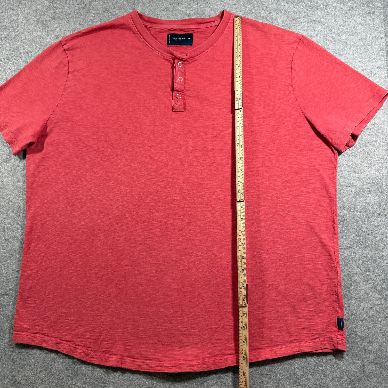 Lucky Brand Knit Henley Shirt Mens XXL Coral Cotton 3 Button Short Sleeve Casual thumbnail 7