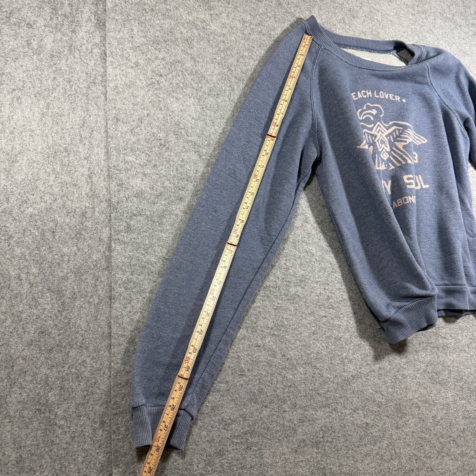 Billabong Gypsy Soul Sweatshirt Womens L Faded Blue Eagle Graphic Raglan thumbnail 8