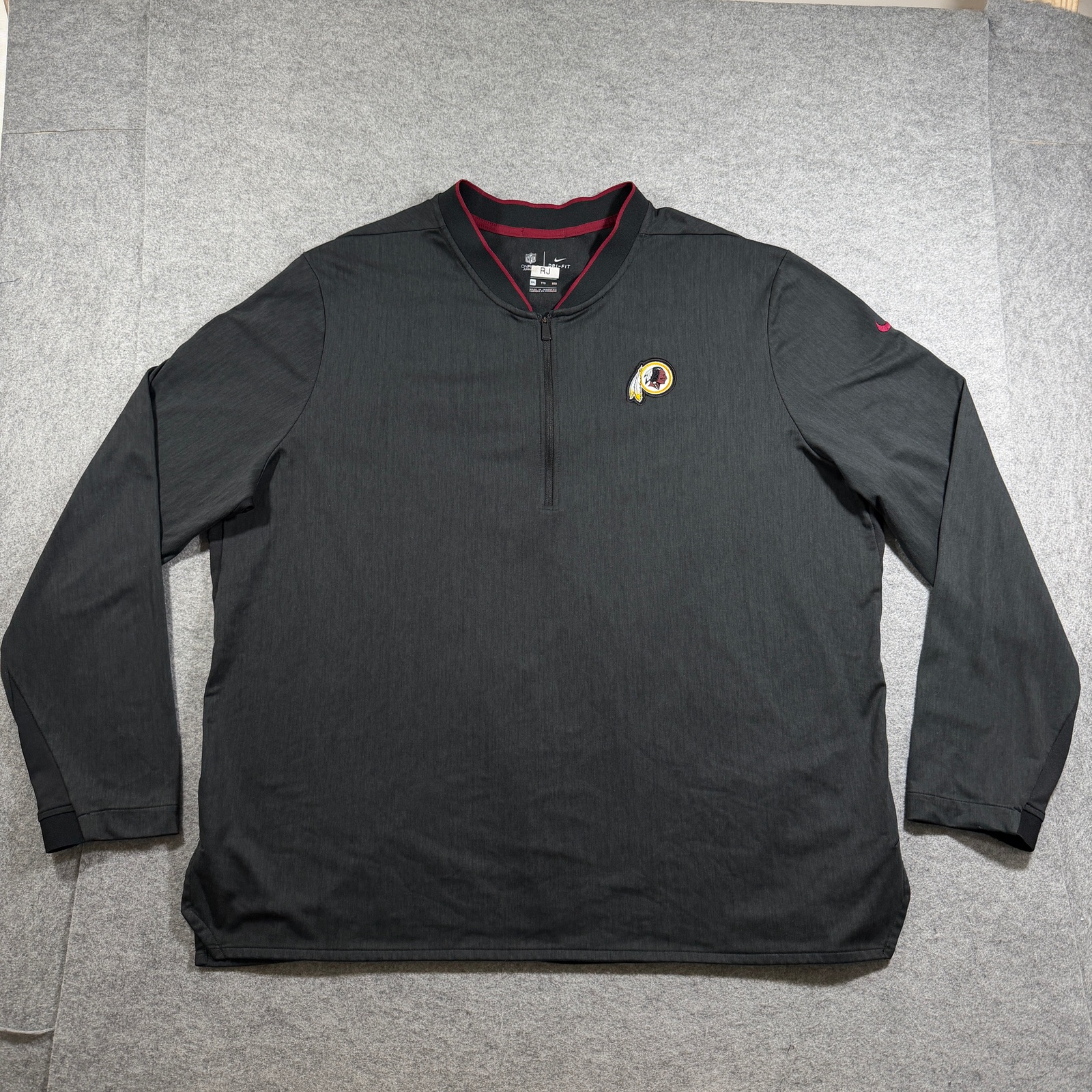 Nike Washington Redskins Quarter Zip Pullover Mens XXL Black NFL Sideline Gear