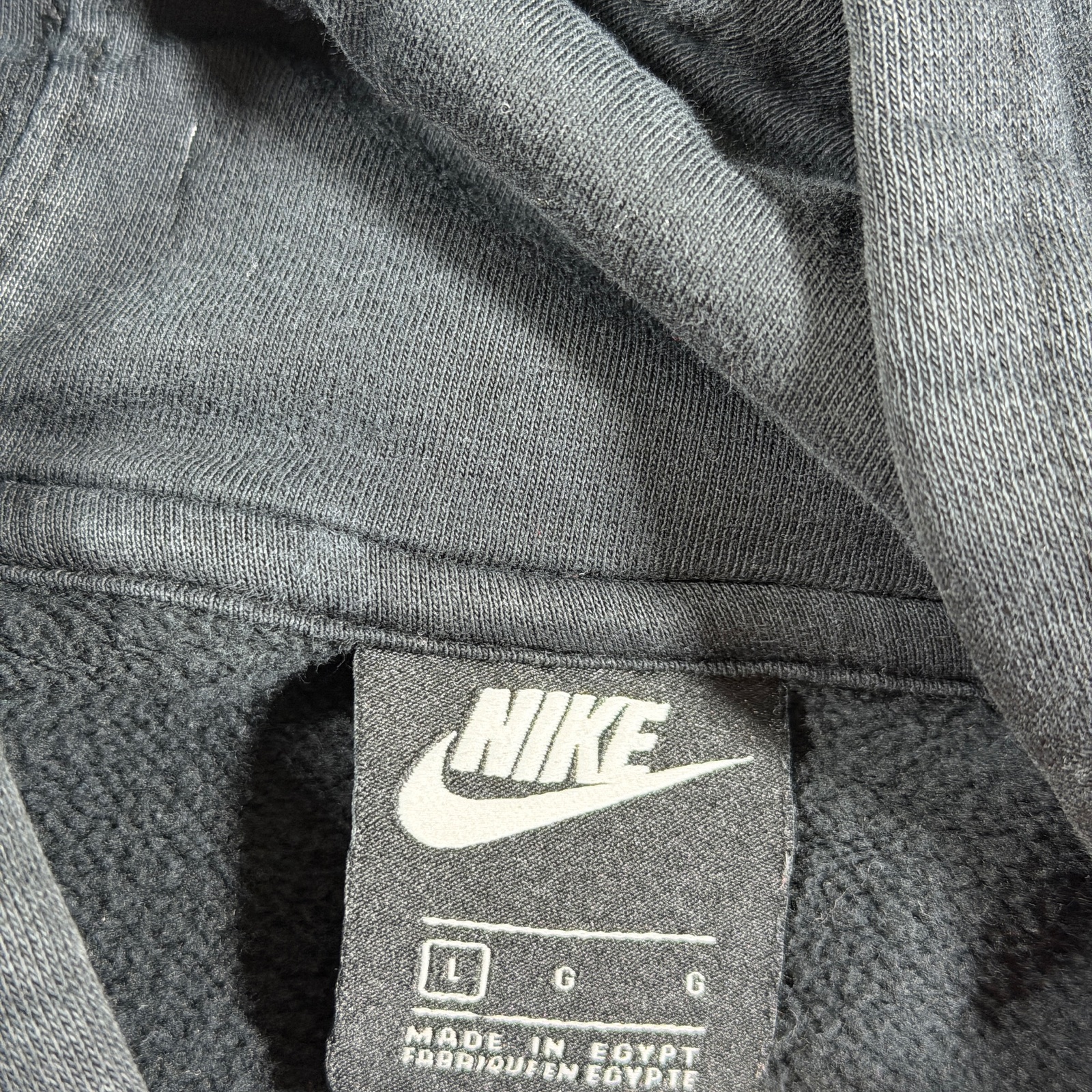 Nike Just Do It All Over Graphic Hoodie Mens L Black Pullover Fleece Drawstring thumbnail 5