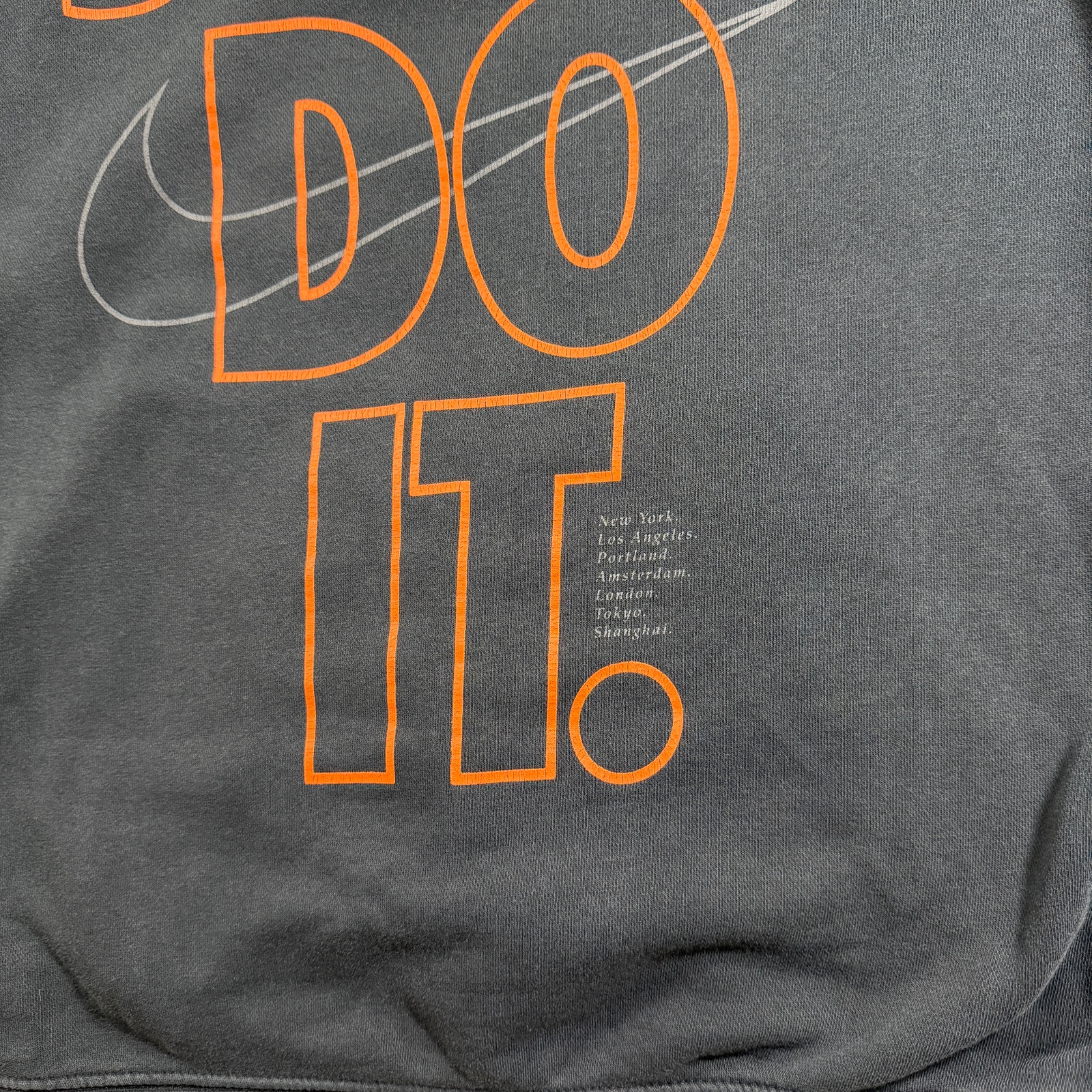 Nike Just Do It All Over Graphic Hoodie Mens L Black Pullover Fleece Drawstring thumbnail 9