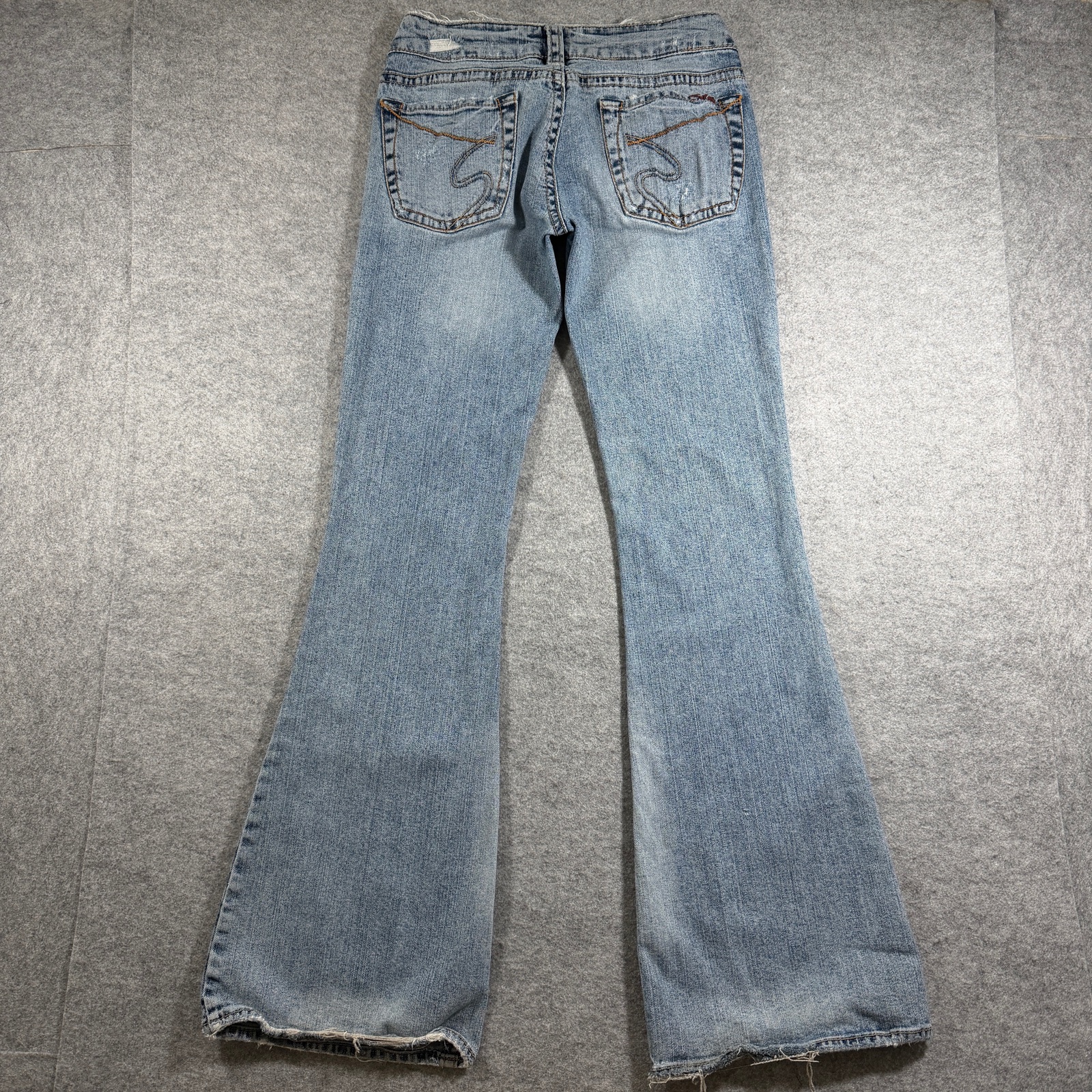 Vintage Silver Jeans Women 28 Light Wash Bootcut Distressed Ripped Denim Stretch thumbnail 2
