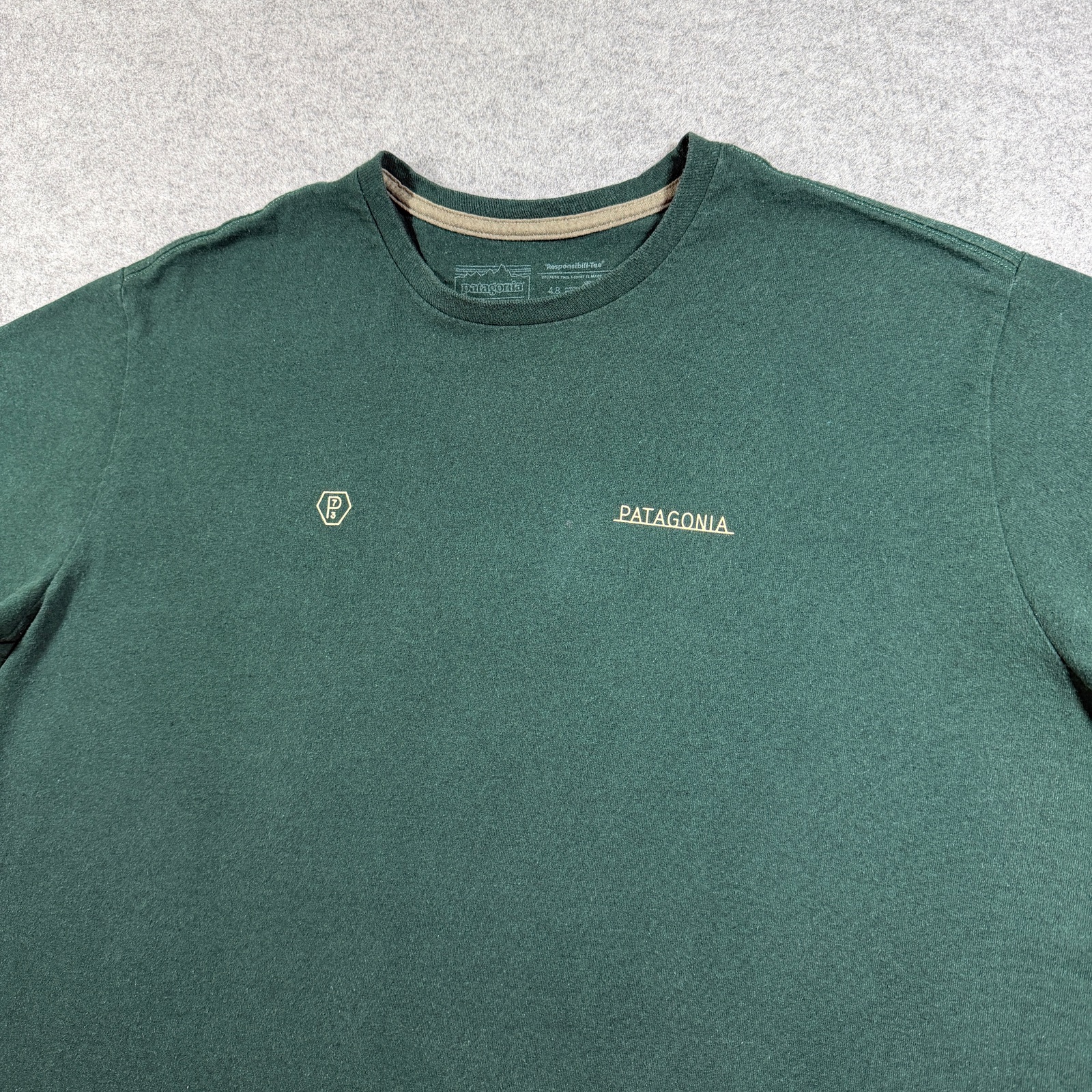 Patagonia Responsibili-Tee Mens XL Dark Green Ironclad Guarantee Graphic Cotton thumbnail 3