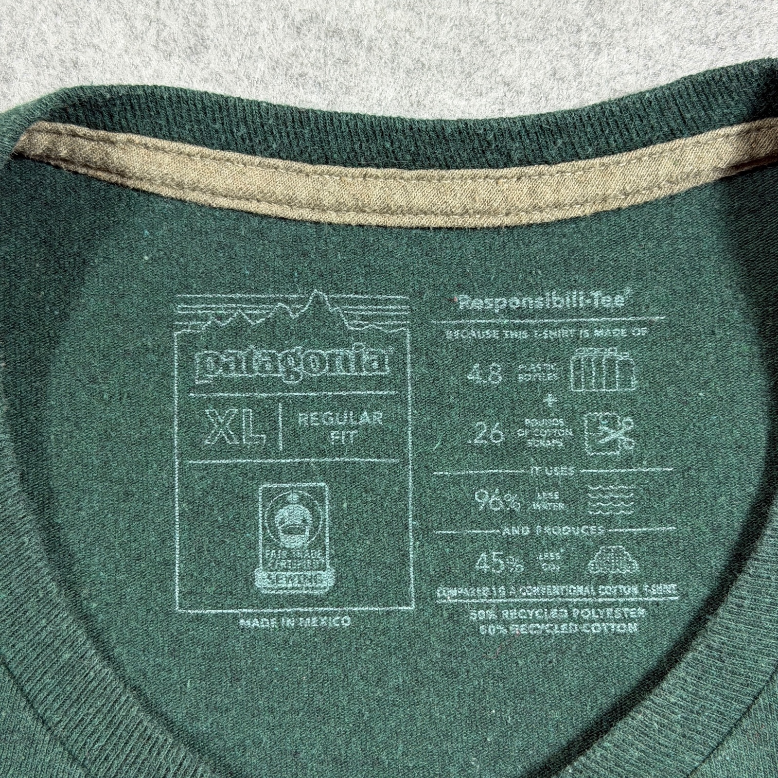 Patagonia Responsibili-Tee Mens XL Dark Green Ironclad Guarantee Graphic Cotton thumbnail 6