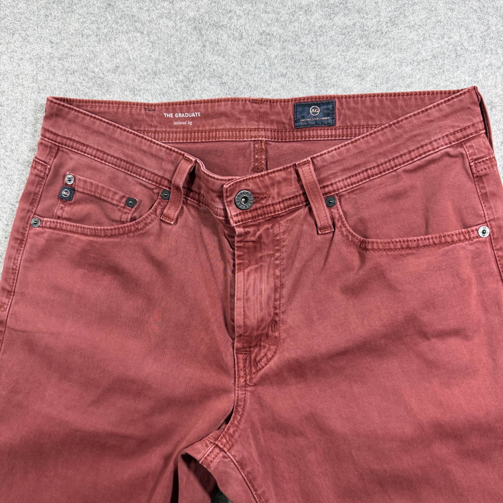AG Adriano Goldschmied Graduate Pants Mens 31x34 Brick Red Tailored Straight Leg thumbnail 3