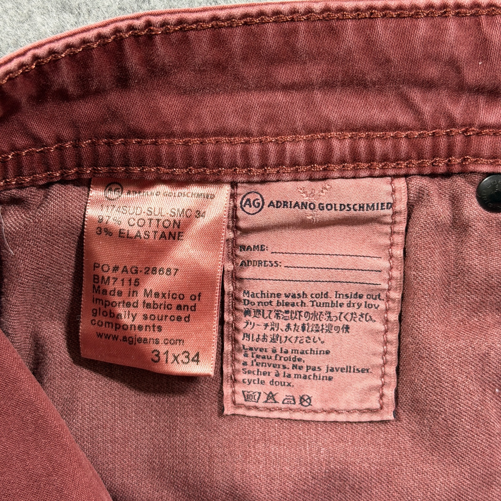 AG Adriano Goldschmied Graduate Pants Mens 31x34 Brick Red Tailored Straight Leg thumbnail 5