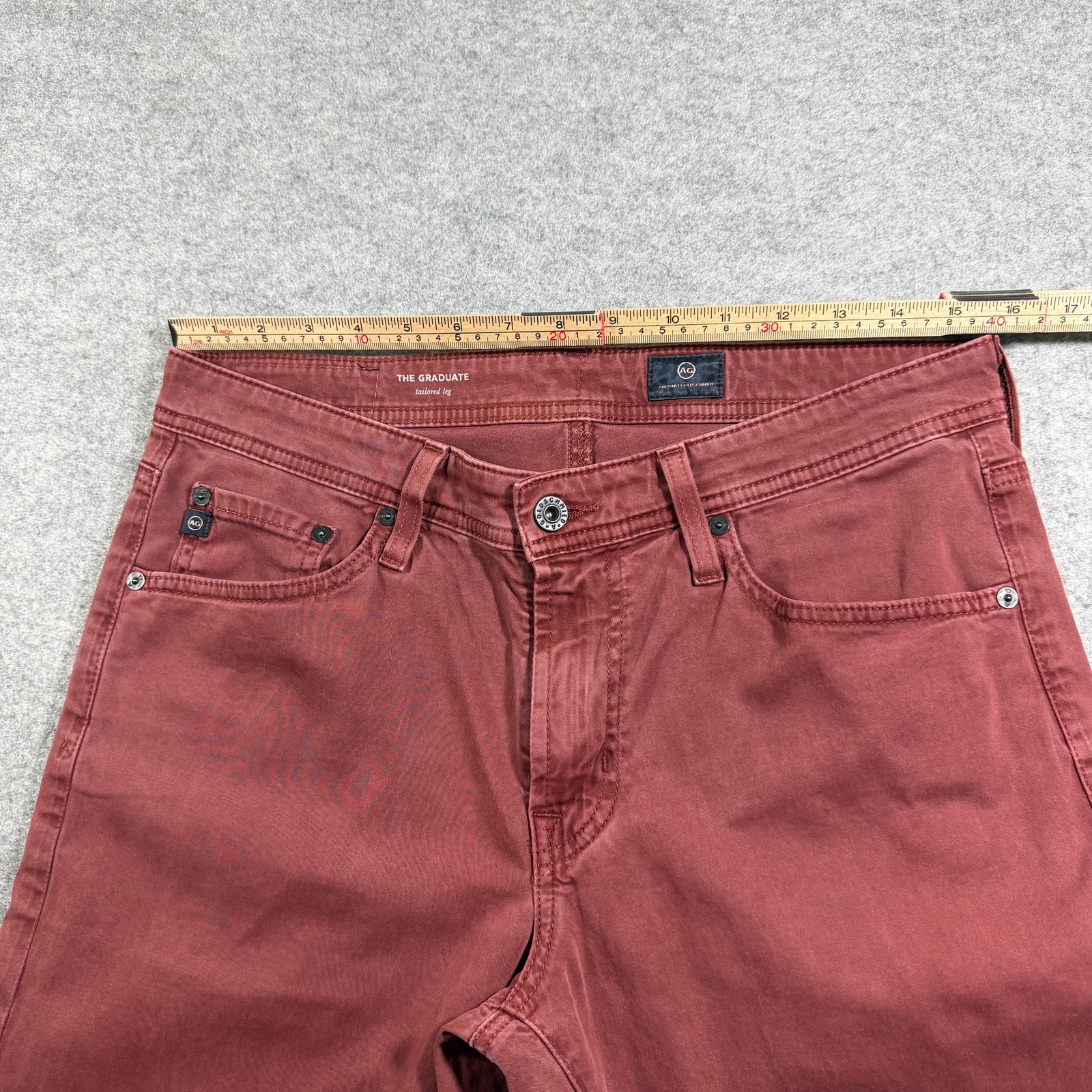 AG Adriano Goldschmied Graduate Pants Mens 31x34 Brick Red Tailored Straight Leg thumbnail 8