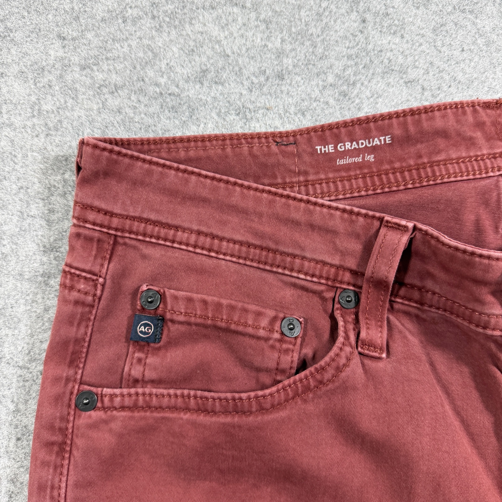 AG Adriano Goldschmied Graduate Pants Mens 31x34 Brick Red Tailored Straight Leg thumbnail 11