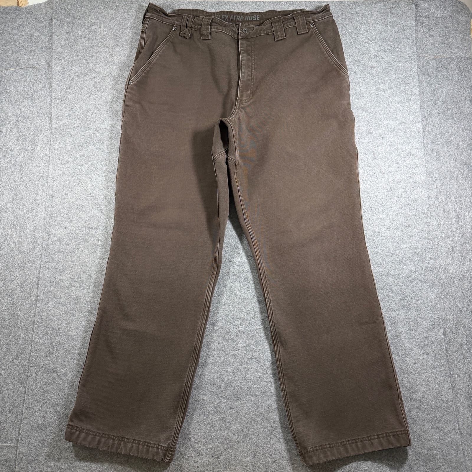 Duluth Trading Co Flex Fire Hose Pants Mens 40x32 Brown Cargo Carpenter Fleece