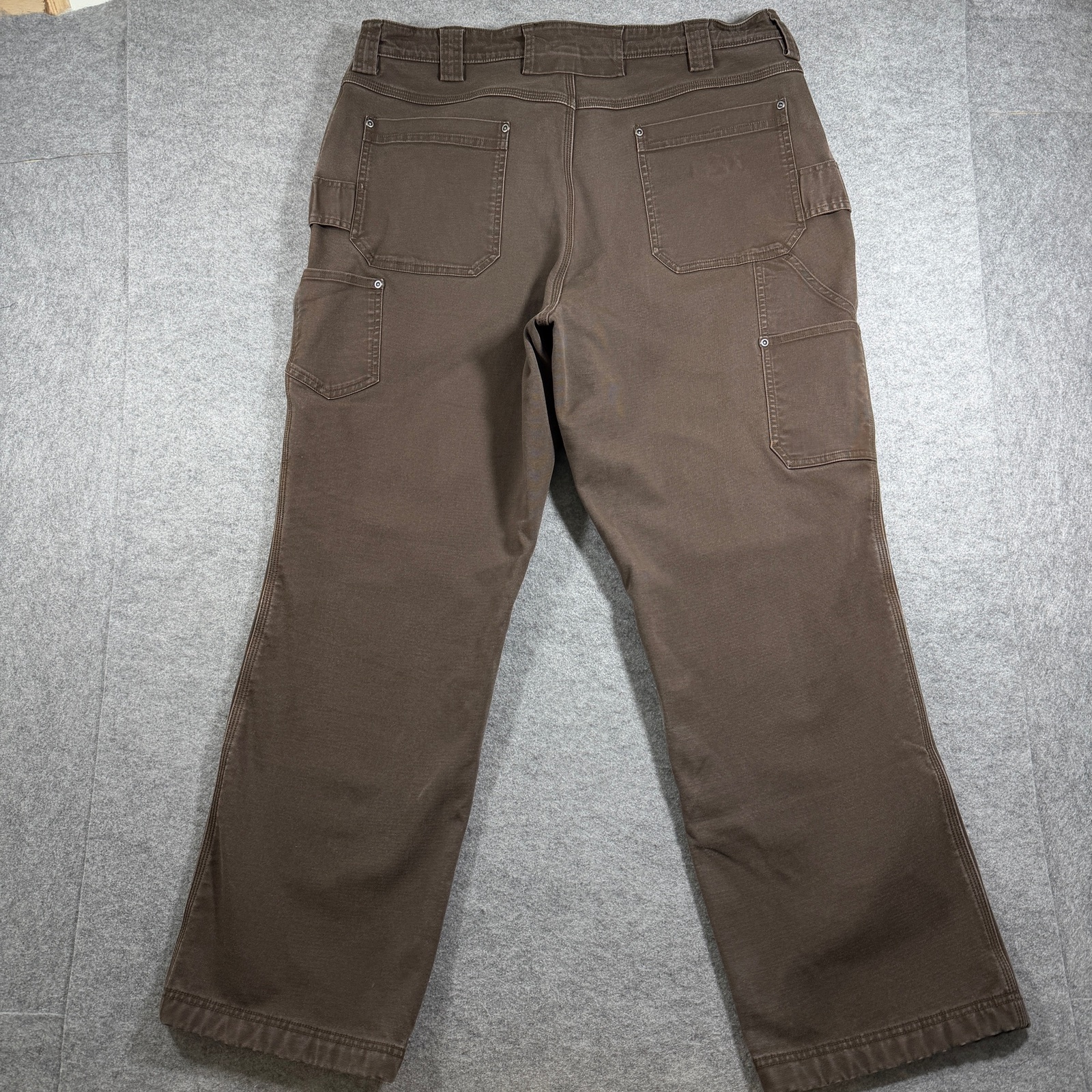 Duluth Trading Co Flex Fire Hose Pants Mens 40x32 Brown Cargo Carpenter Fleece thumbnail 2