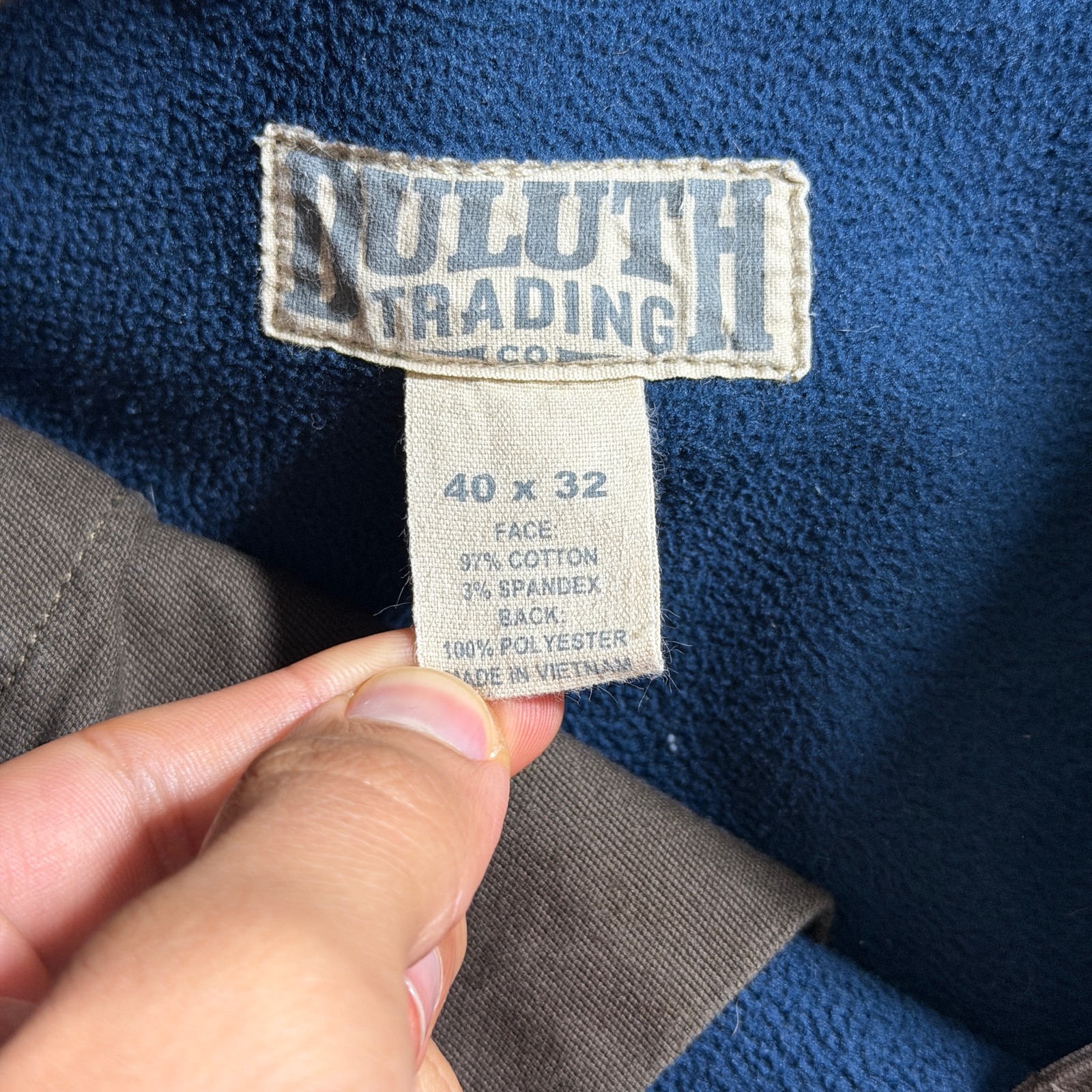 Duluth Trading Co Flex Fire Hose Pants Mens 40x32 Brown Cargo Carpenter Fleece thumbnail 4