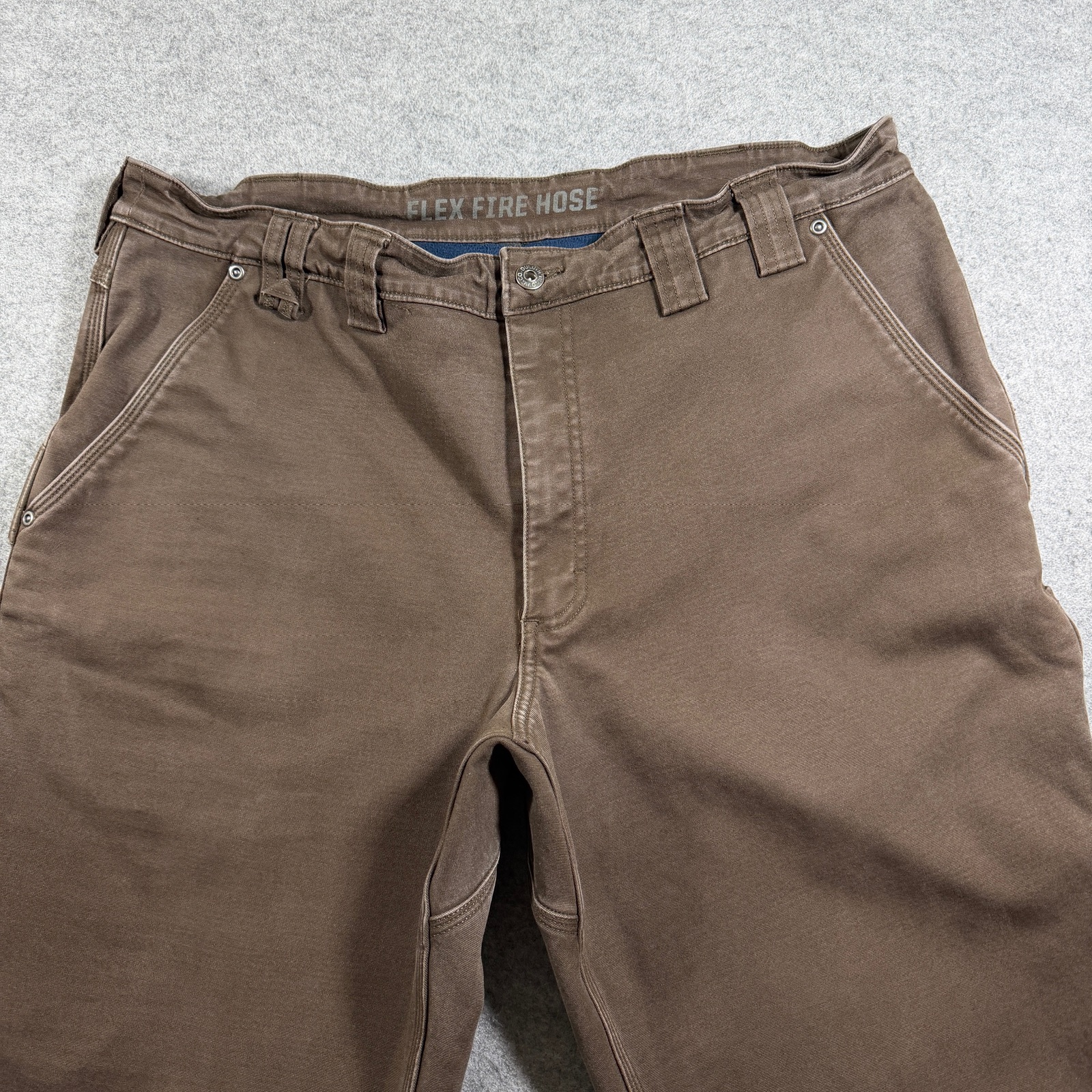 Duluth Trading Co Flex Fire Hose Pants Mens 40x32 Brown Cargo Carpenter Fleece thumbnail 5