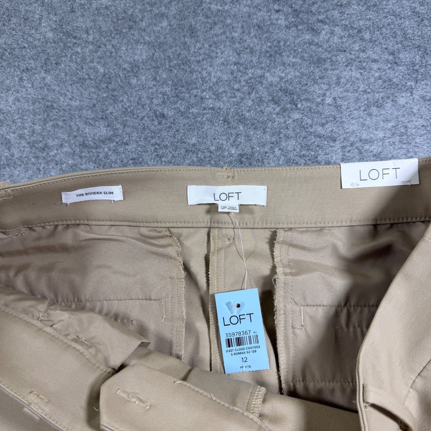 LOFT Riviera Slim Pants Womens 12P Khaki NWT Mid Rise Stretch Cotton Career thumbnail 3
