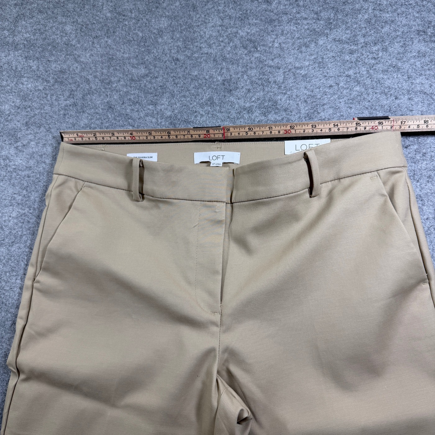 LOFT Riviera Slim Pants Womens 12P Khaki NWT Mid Rise Stretch Cotton Career thumbnail 6
