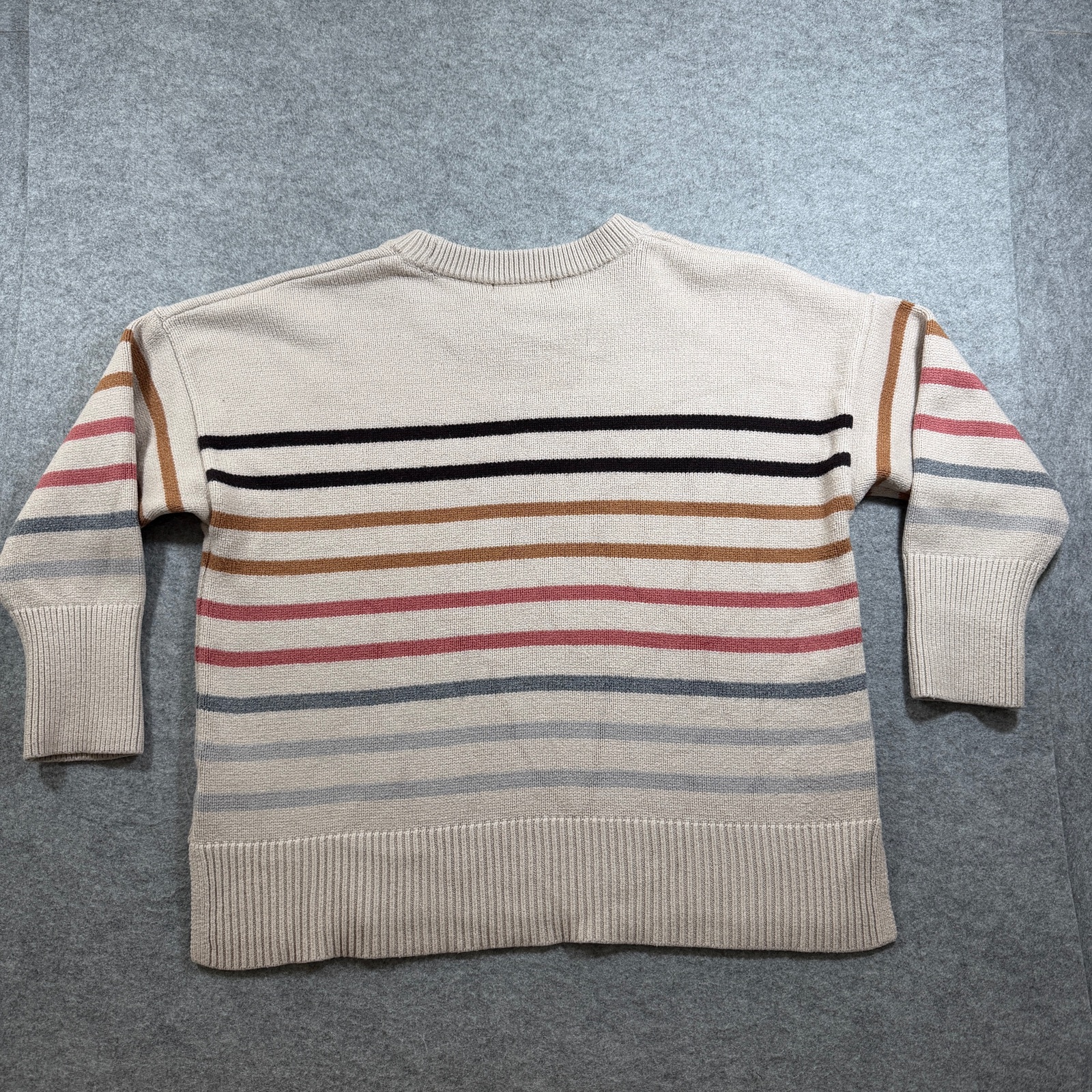 Philosophy Republic Clothing Sweater Womens XL Beige Multicolor Striped Crewneck thumbnail 2