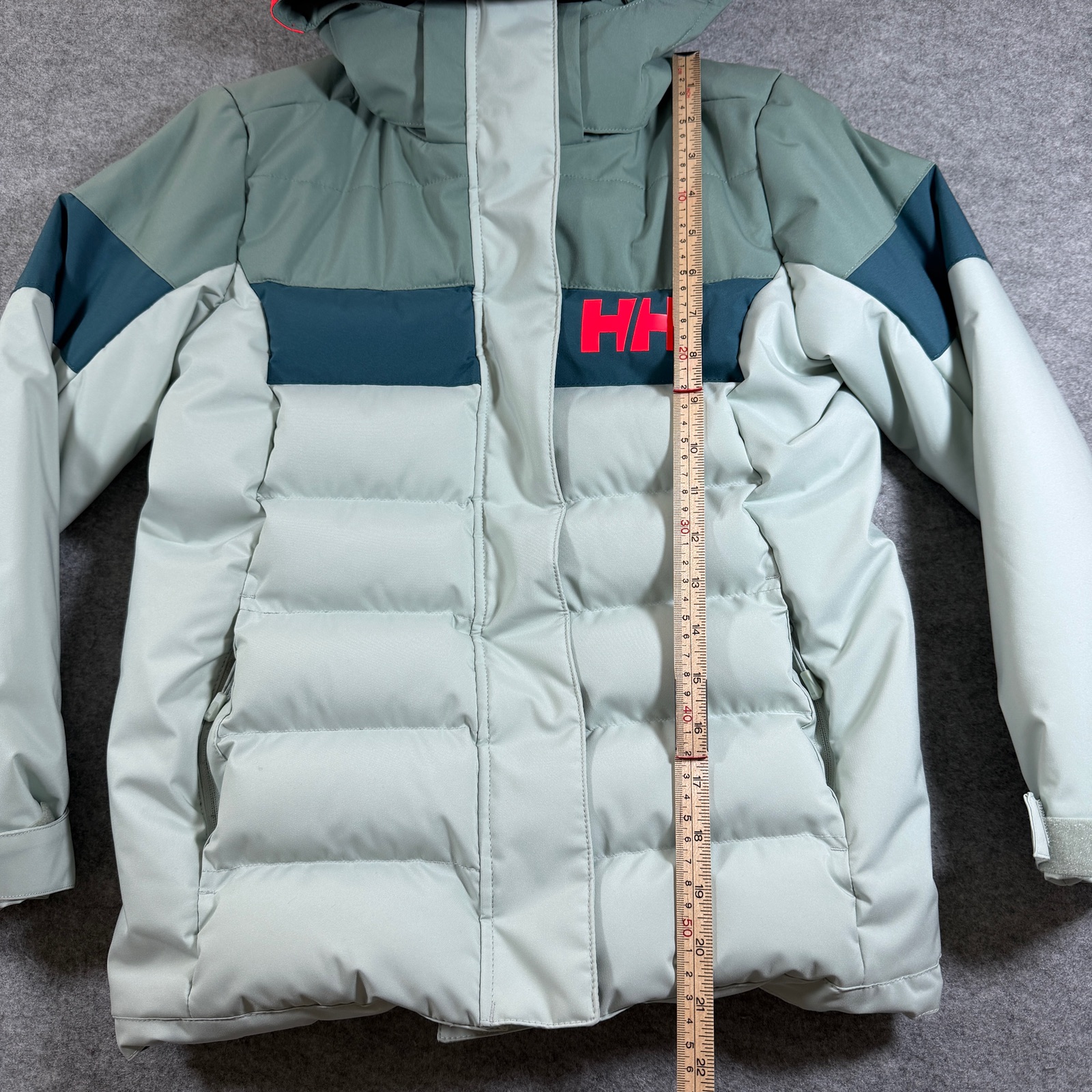Helly Hansen Kids Puffer Ski Coat 140/10 Sage Green Hooded Colorblock Winter thumbnail 6
