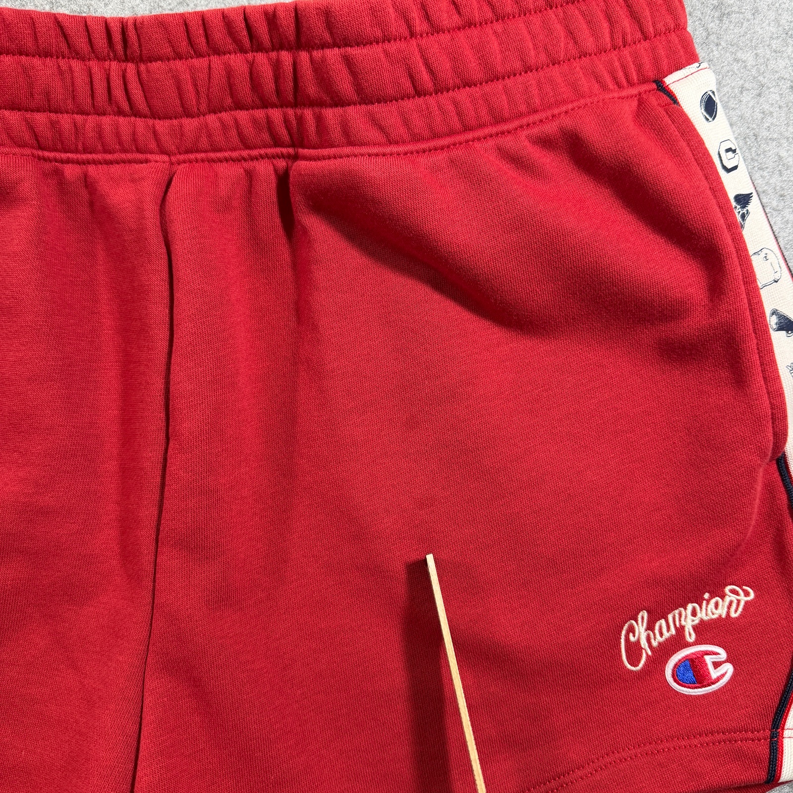 Champion Sweat Shorts Womens L Red Drawstring Athletic Gym Lounge Embroidered C thumbnail 4