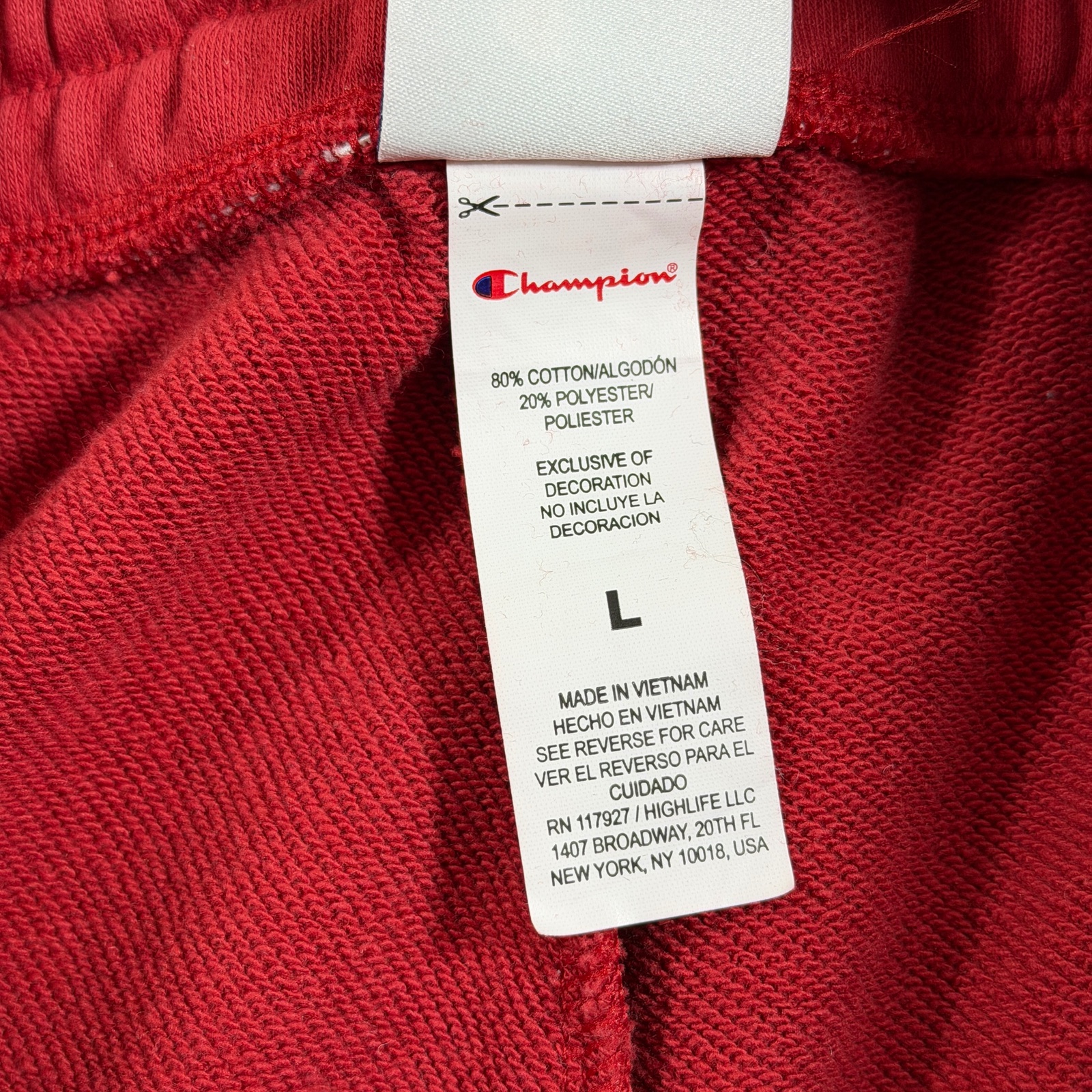 Champion Sweat Shorts Womens L Red Drawstring Athletic Gym Lounge Embroidered C thumbnail 5