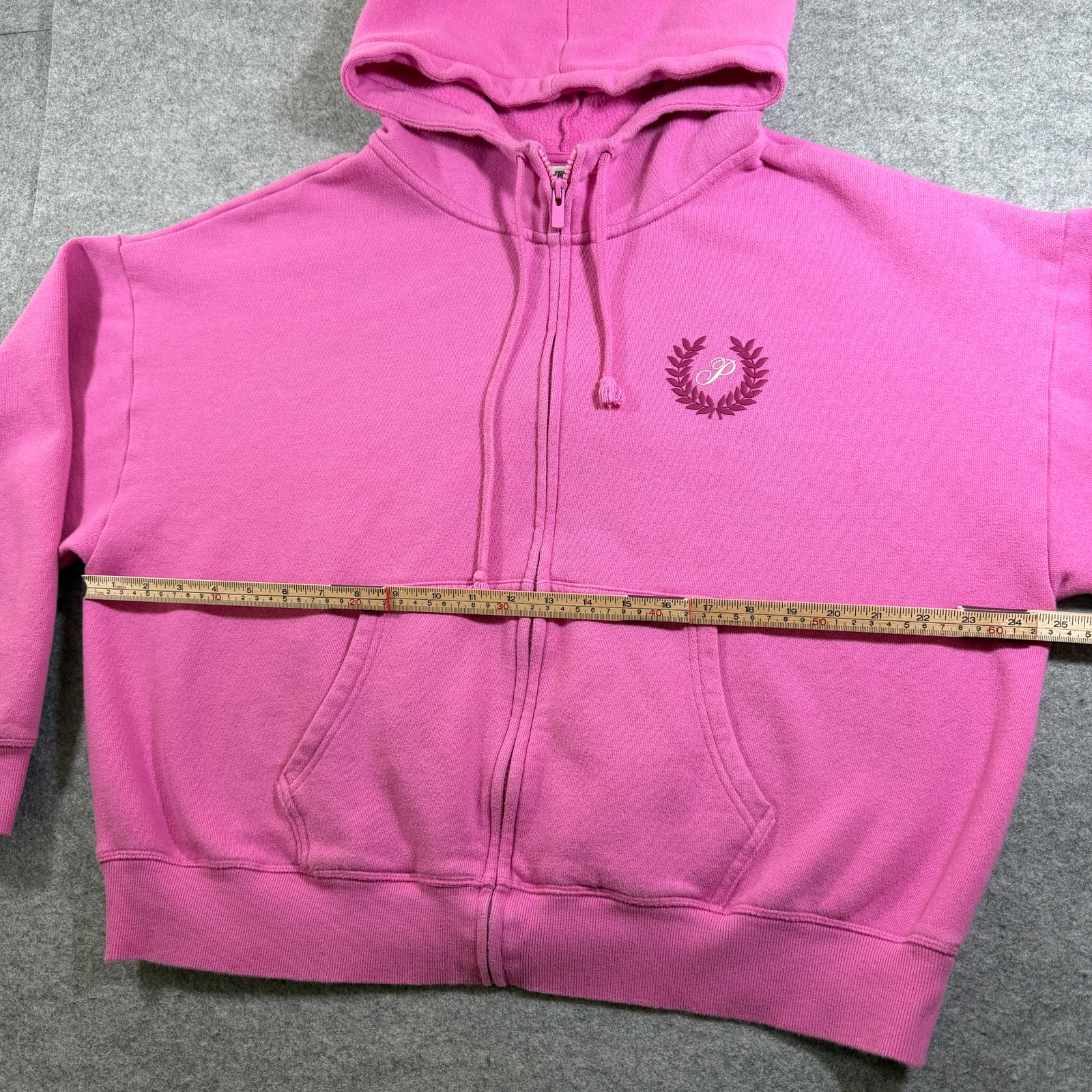 Victorias Secret PINK Cropped Logo Hoodie Womens L Full Zip Fleece Drop Shoulder thumbnail 7