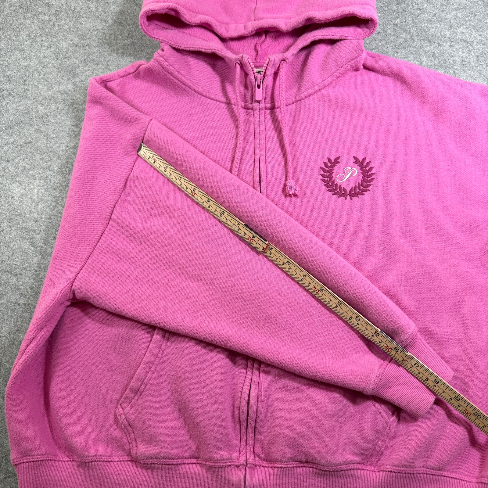 Victorias Secret PINK Cropped Logo Hoodie Womens L Full Zip Fleece Drop Shoulder thumbnail 8