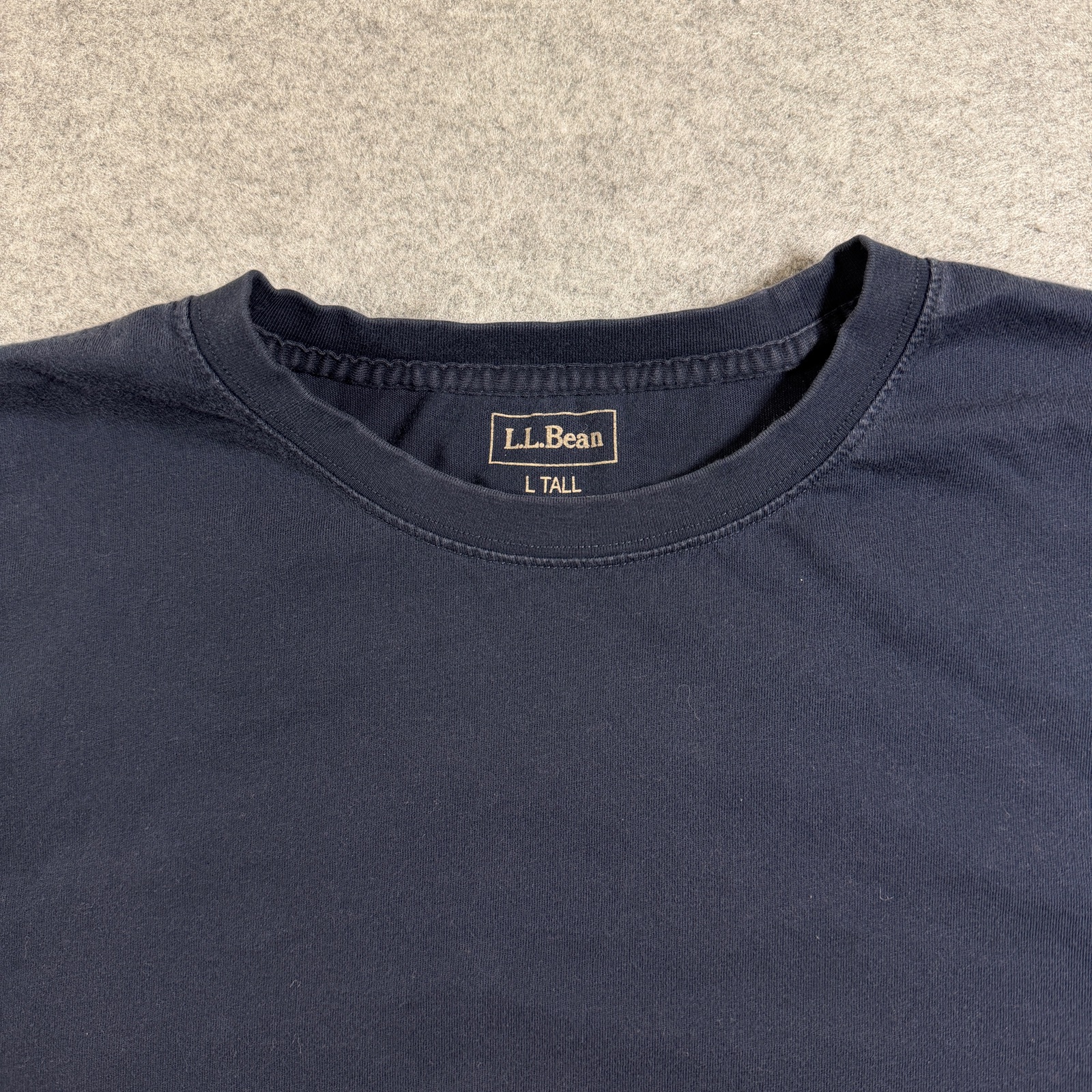 LL Bean Long Sleeve T Shirt Mens L Tall Navy Blue Cotton Crewneck Outdoor Casual thumbnail 4