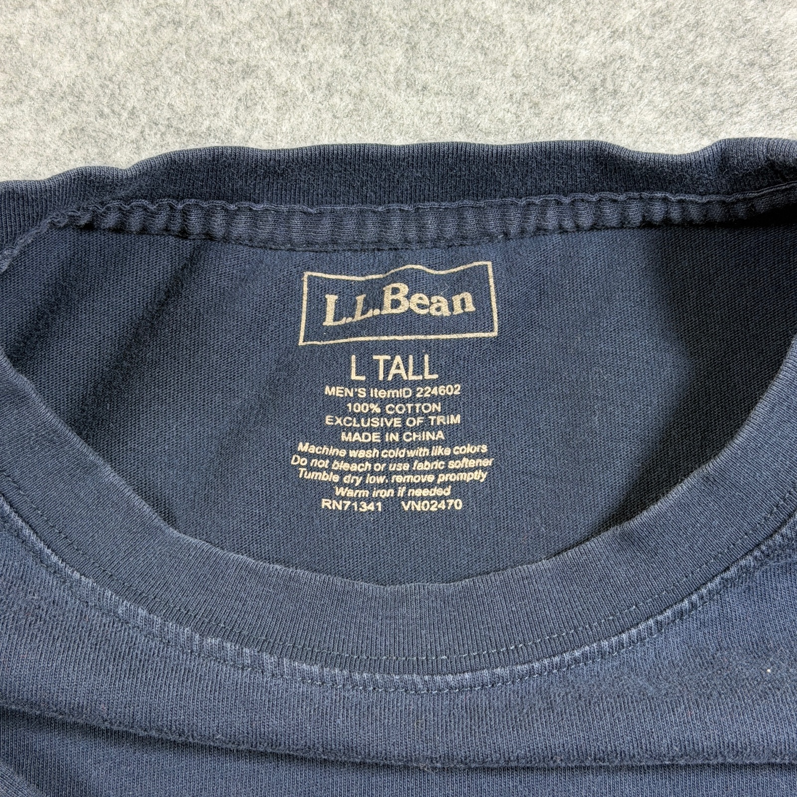 LL Bean Long Sleeve T Shirt Mens L Tall Navy Blue Cotton Crewneck Outdoor Casual thumbnail 5