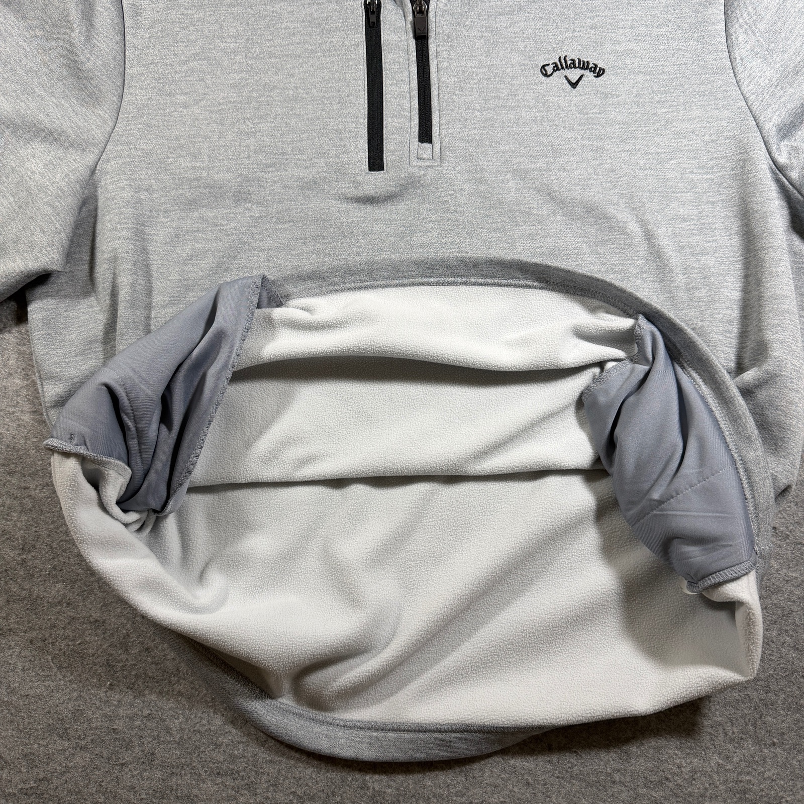 Callaway 1/4 Zip Golf Pullover Men XL Gray Fleece Lined Cold Weather Performance thumbnail 4