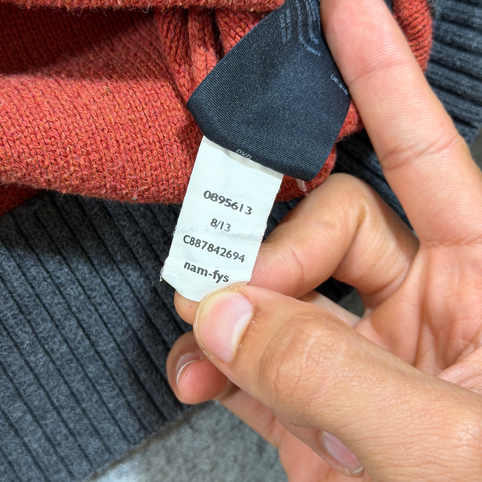 Tommy Hilfiger Full Zip Knit Sweater Mens XXL Orange Gray Striped Heavyweight thumbnail 10