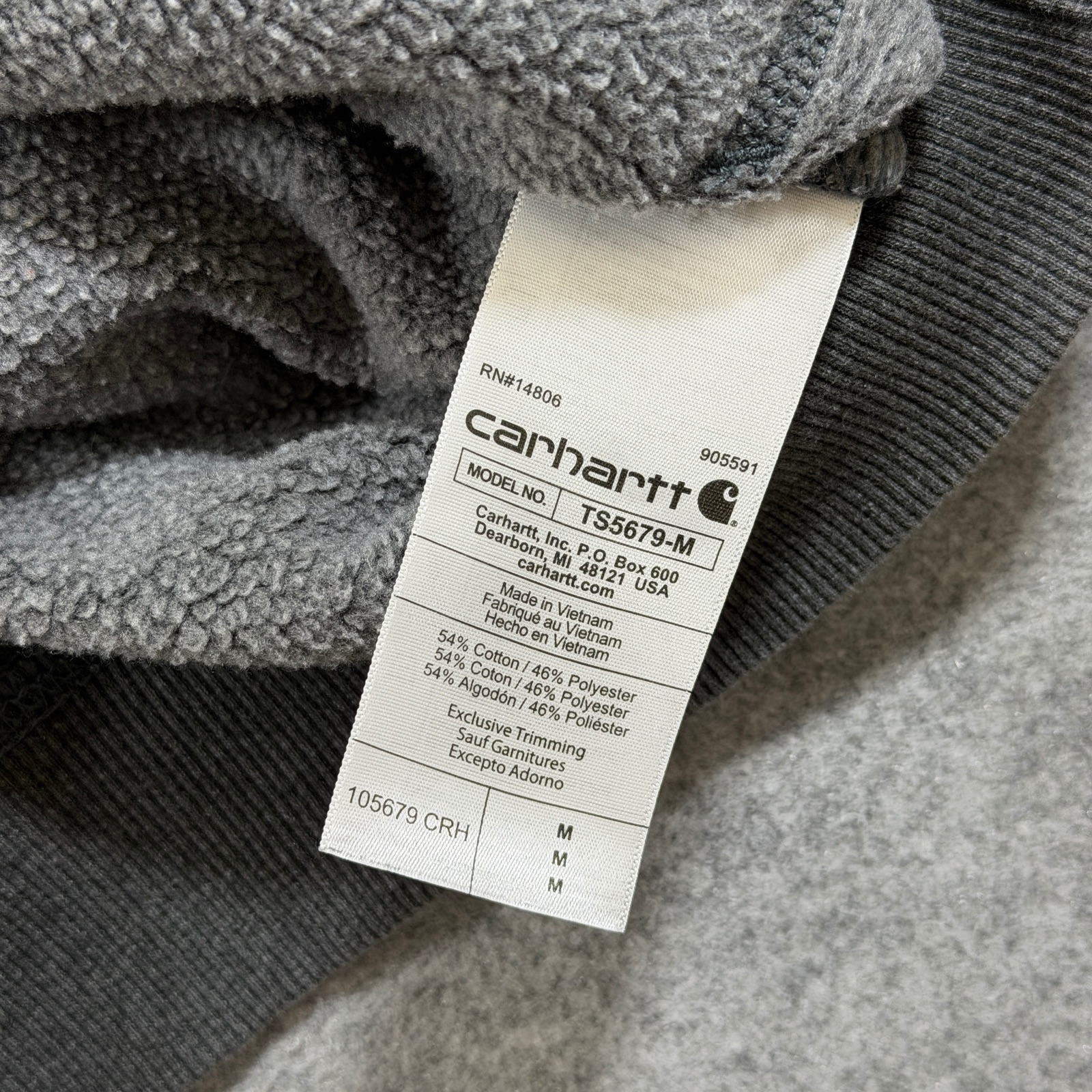 Carhartt Hoodie Mens M Gray Logo Graphic Fleece Pullover Workwear Sweatshirt thumbnail 5
