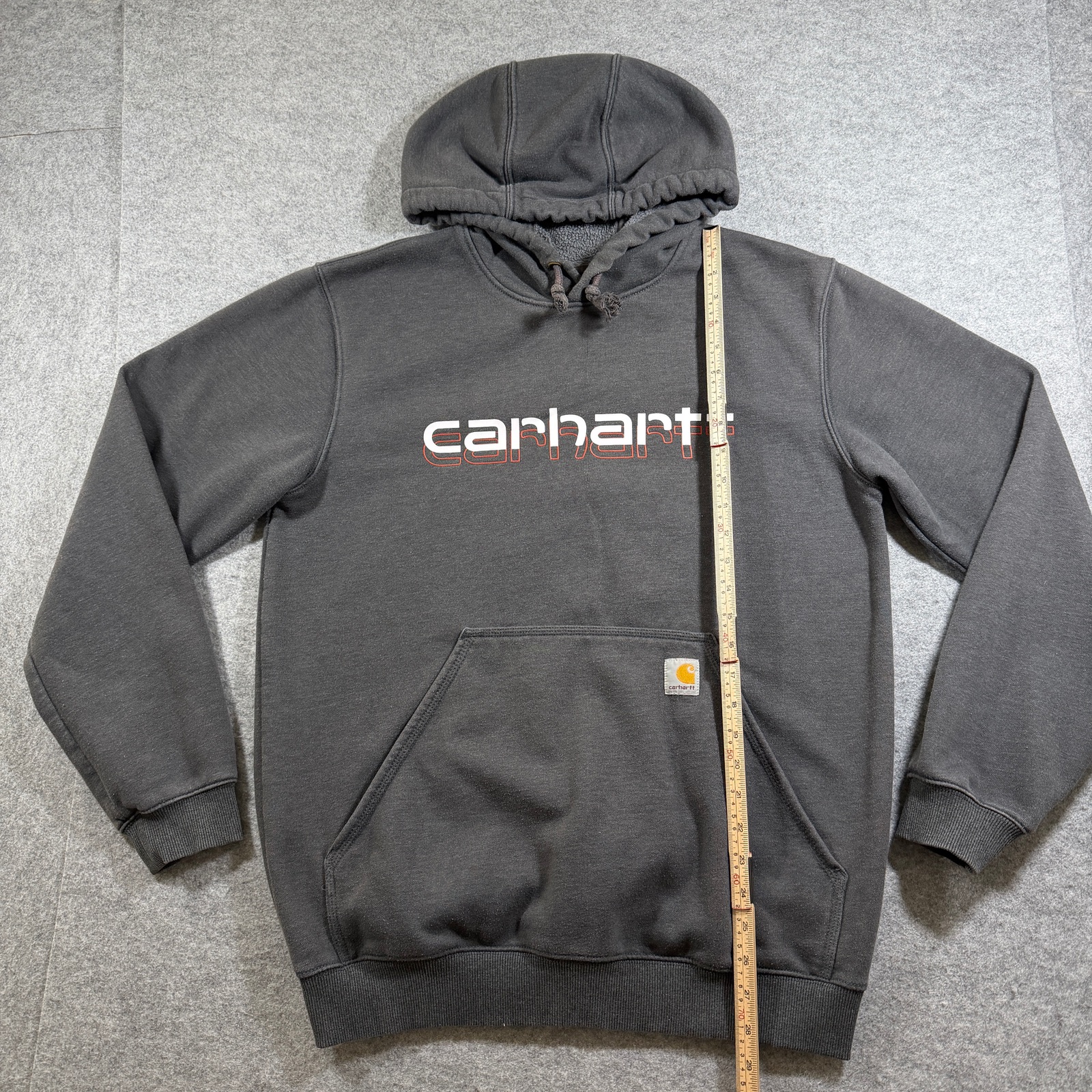 Carhartt Hoodie Mens M Gray Logo Graphic Fleece Pullover Workwear Sweatshirt thumbnail 6