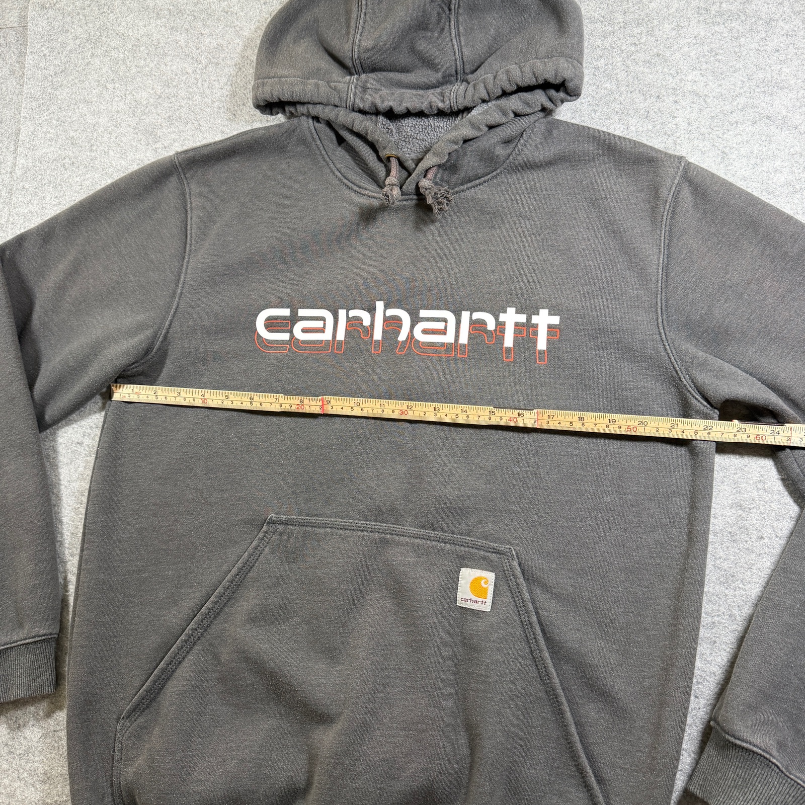 Carhartt Hoodie Mens M Gray Logo Graphic Fleece Pullover Workwear Sweatshirt thumbnail 7