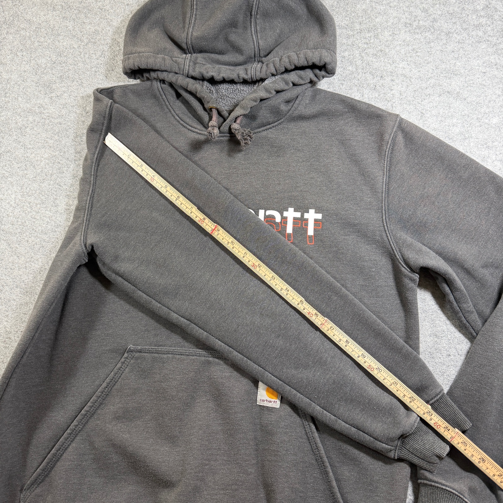 Carhartt Hoodie Mens M Gray Logo Graphic Fleece Pullover Workwear Sweatshirt thumbnail 8