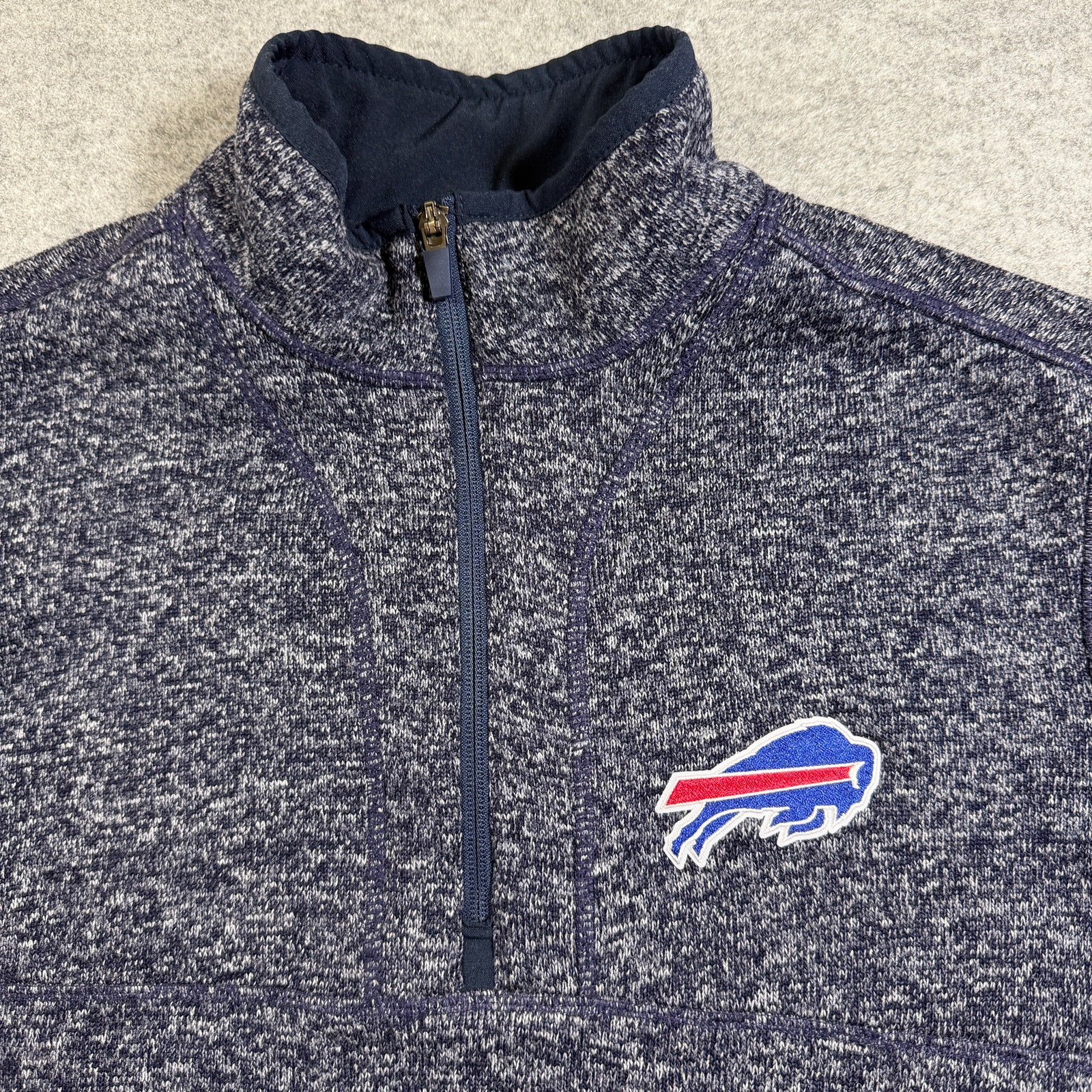 Antigua Buffalo Bills 1/4 Zip Pullover Mens M Navy Fleece NFL Zipper Pocket thumbnail 4