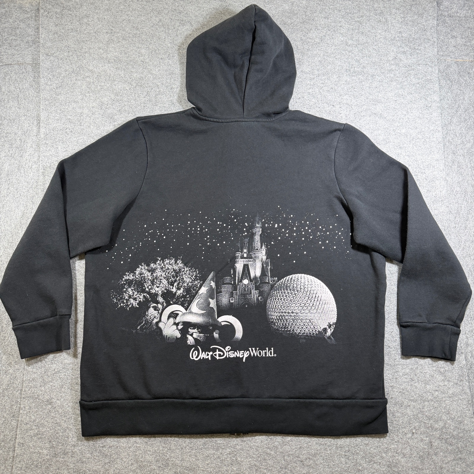 Disney Parks Hoodie Mens 2X Black Walt Disney World Castle Dome Graphic Pullover