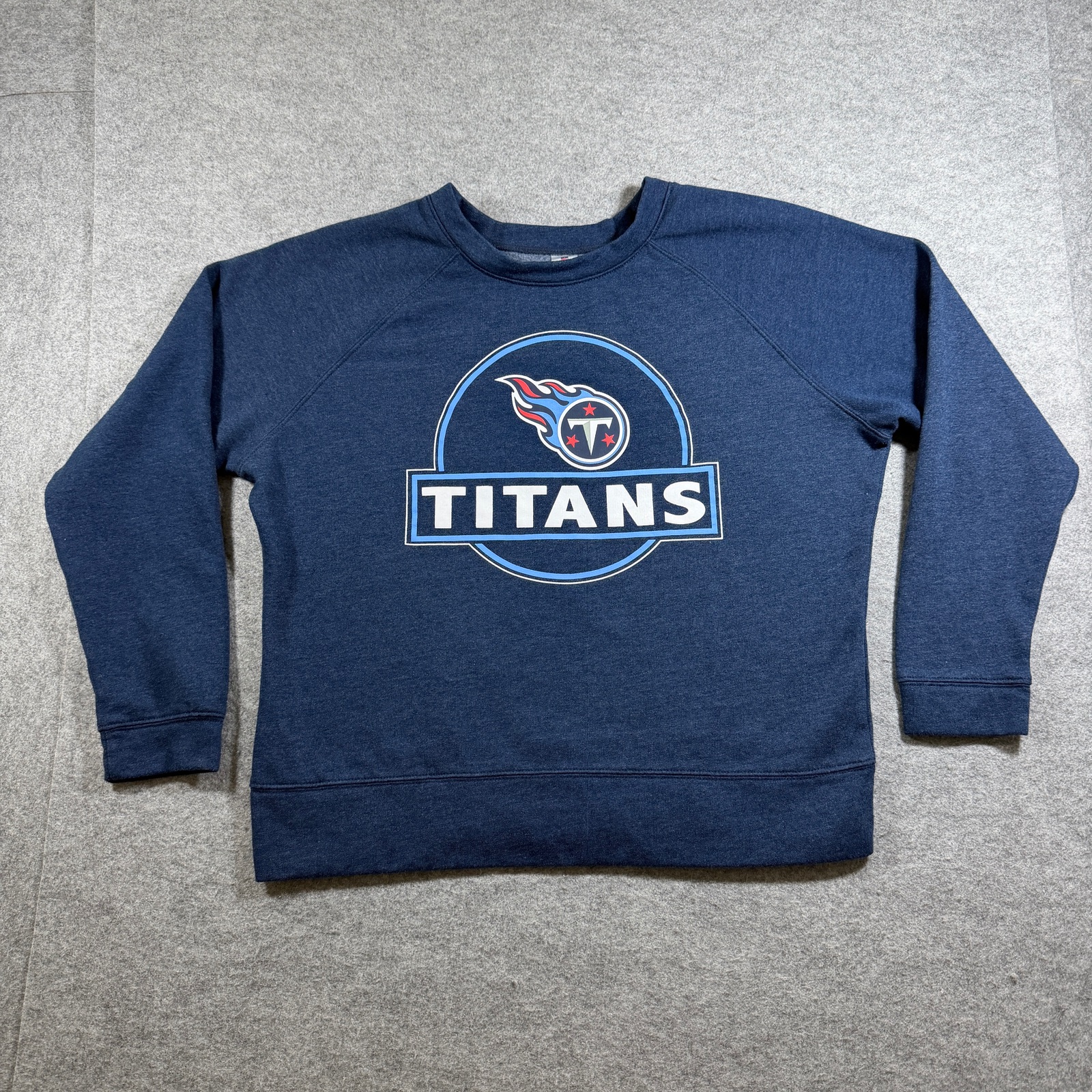 NFL Team Apparel Sweatshirt Womens XL Navy Tennessee Titans Crew Neck Raglan