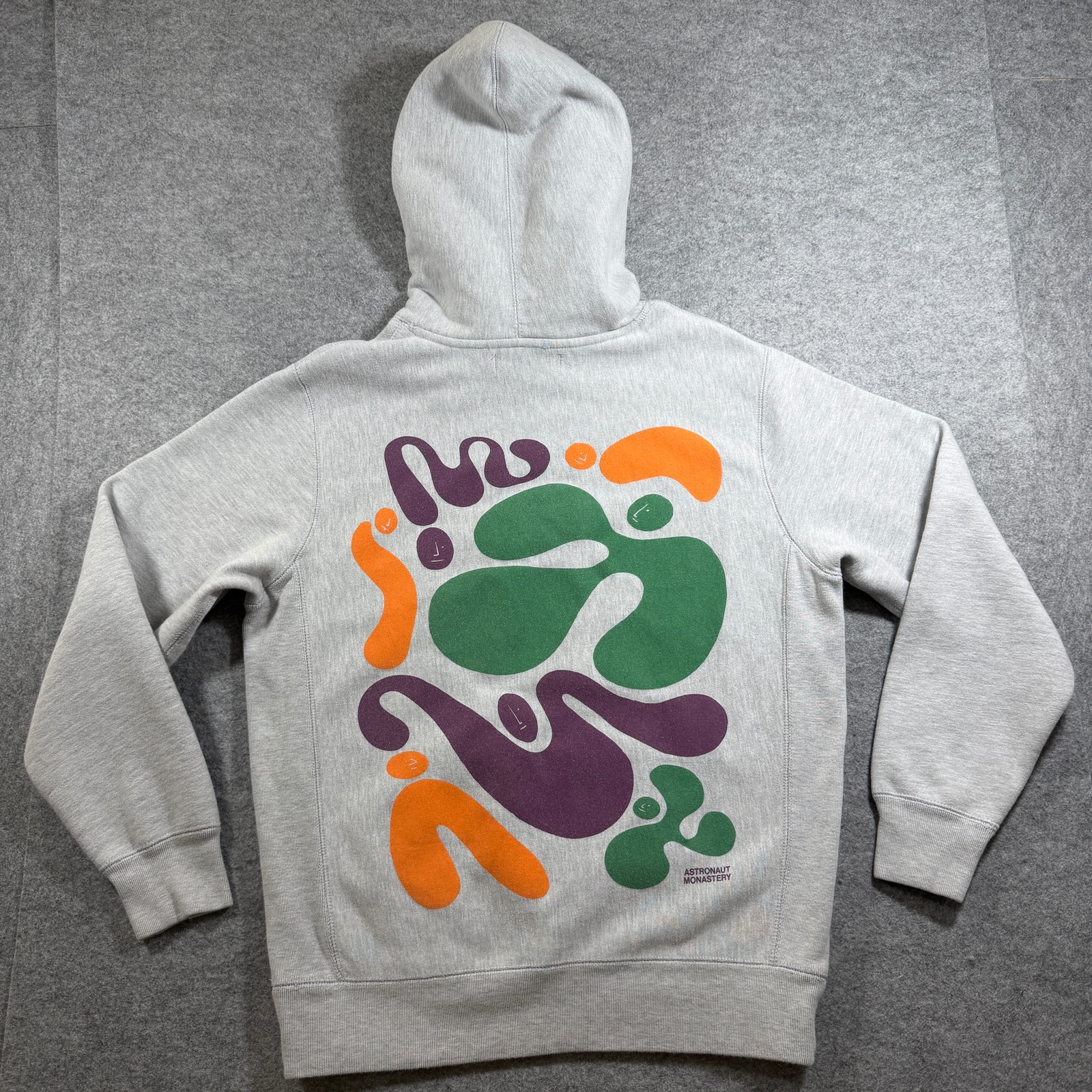 Astronaut Monastery Hoodie Mens S Gray Graphic Streetwear Pullover Heavyweight thumbnail 2