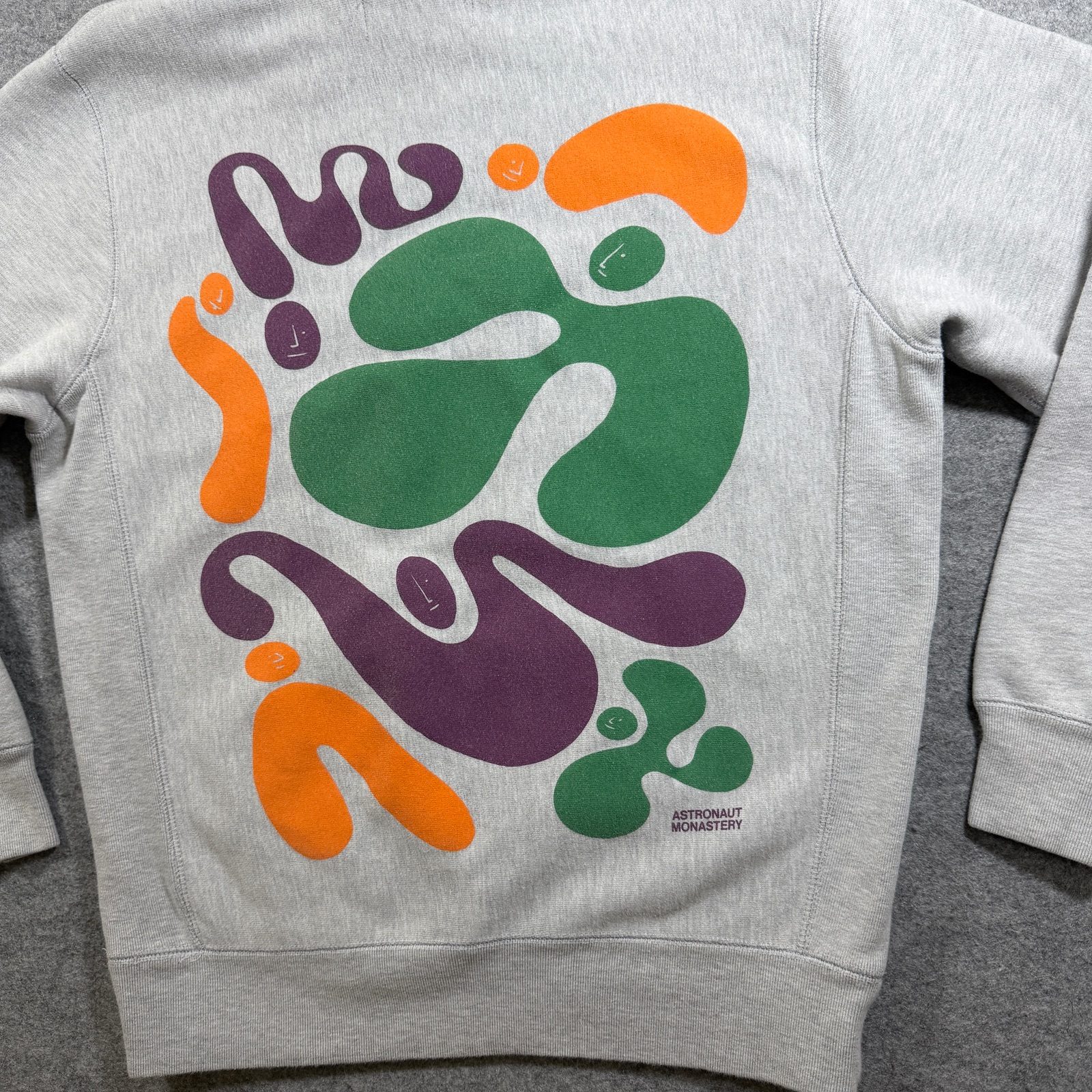 Astronaut Monastery Hoodie Mens S Gray Graphic Streetwear Pullover Heavyweight thumbnail 3