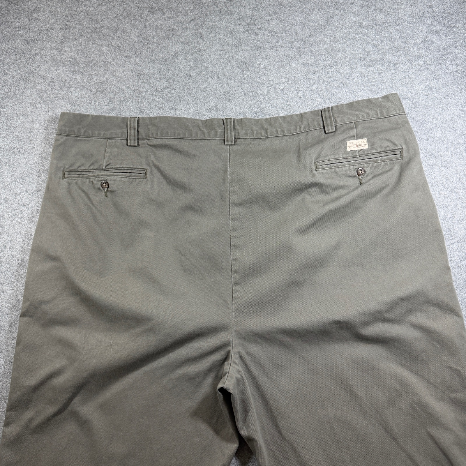 Vintage 90s Polo Ralph Lauren Andrew Pants Mens 48x32 Olive Pleated Cotton Chino thumbnail 3