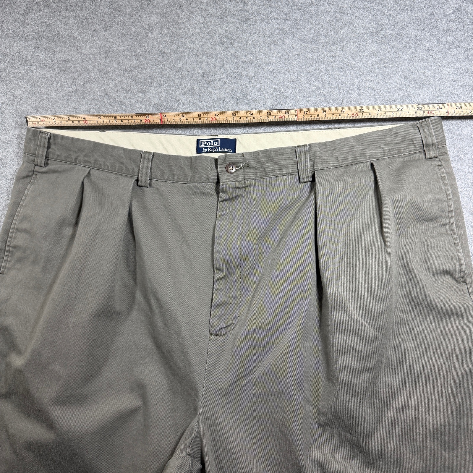 Vintage 90s Polo Ralph Lauren Andrew Pants Mens 48x32 Olive Pleated Cotton Chino thumbnail 7