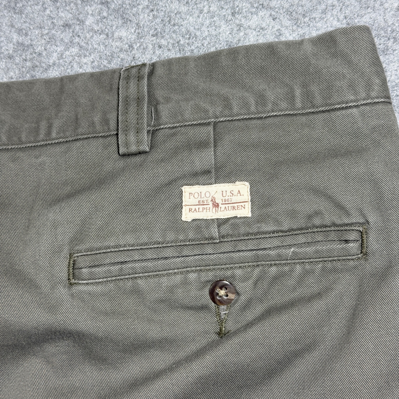 Vintage 90s Polo Ralph Lauren Andrew Pants Mens 48x32 Olive Pleated Cotton Chino thumbnail 11