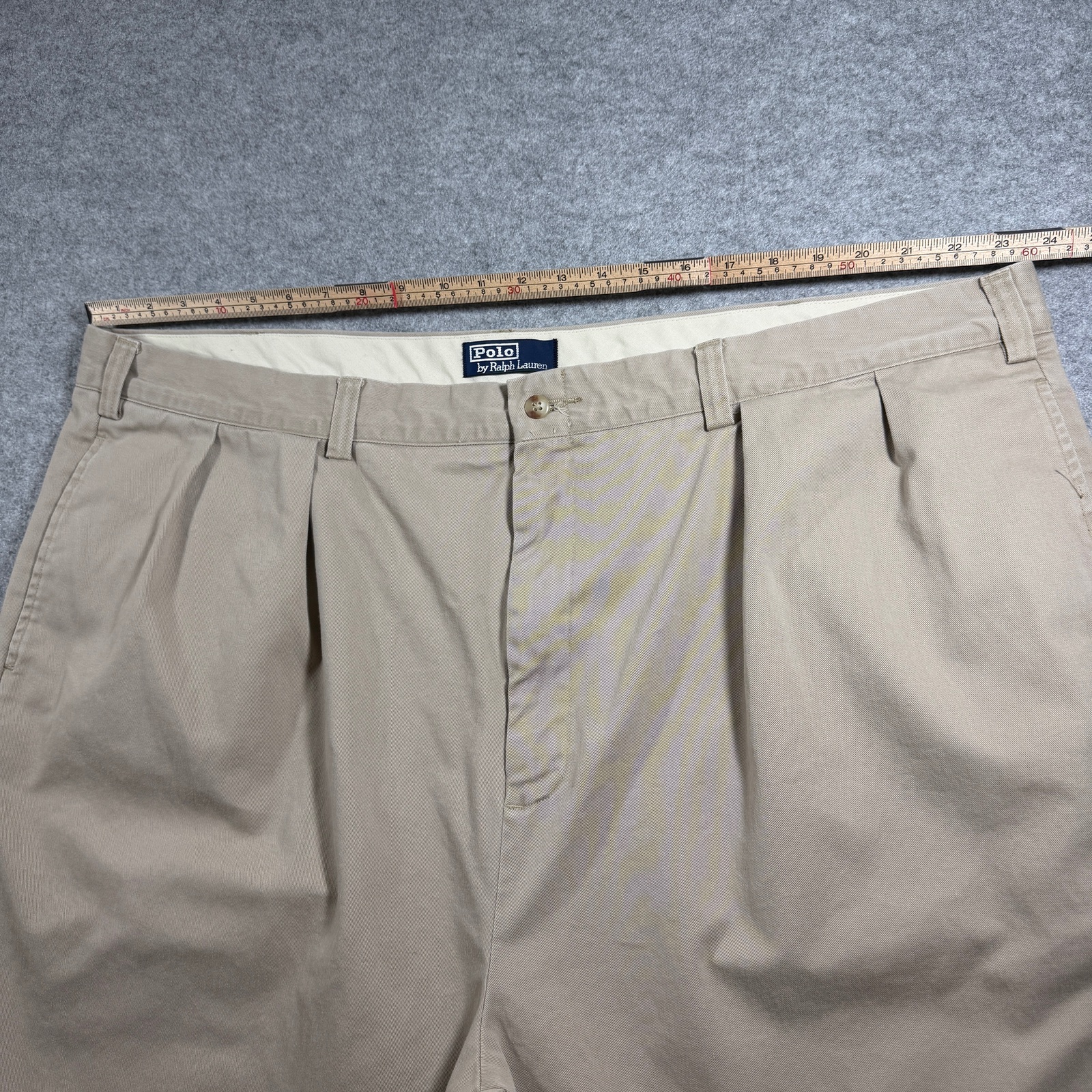 Vintage 90s Polo Ralph Lauren Andrew Pants Mens 48x32 Khaki Pleated Cotton Chino thumbnail 7