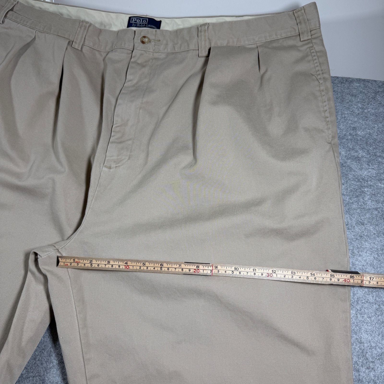 Vintage 90s Polo Ralph Lauren Andrew Pants Mens 48x32 Khaki Pleated Cotton Chino thumbnail 9