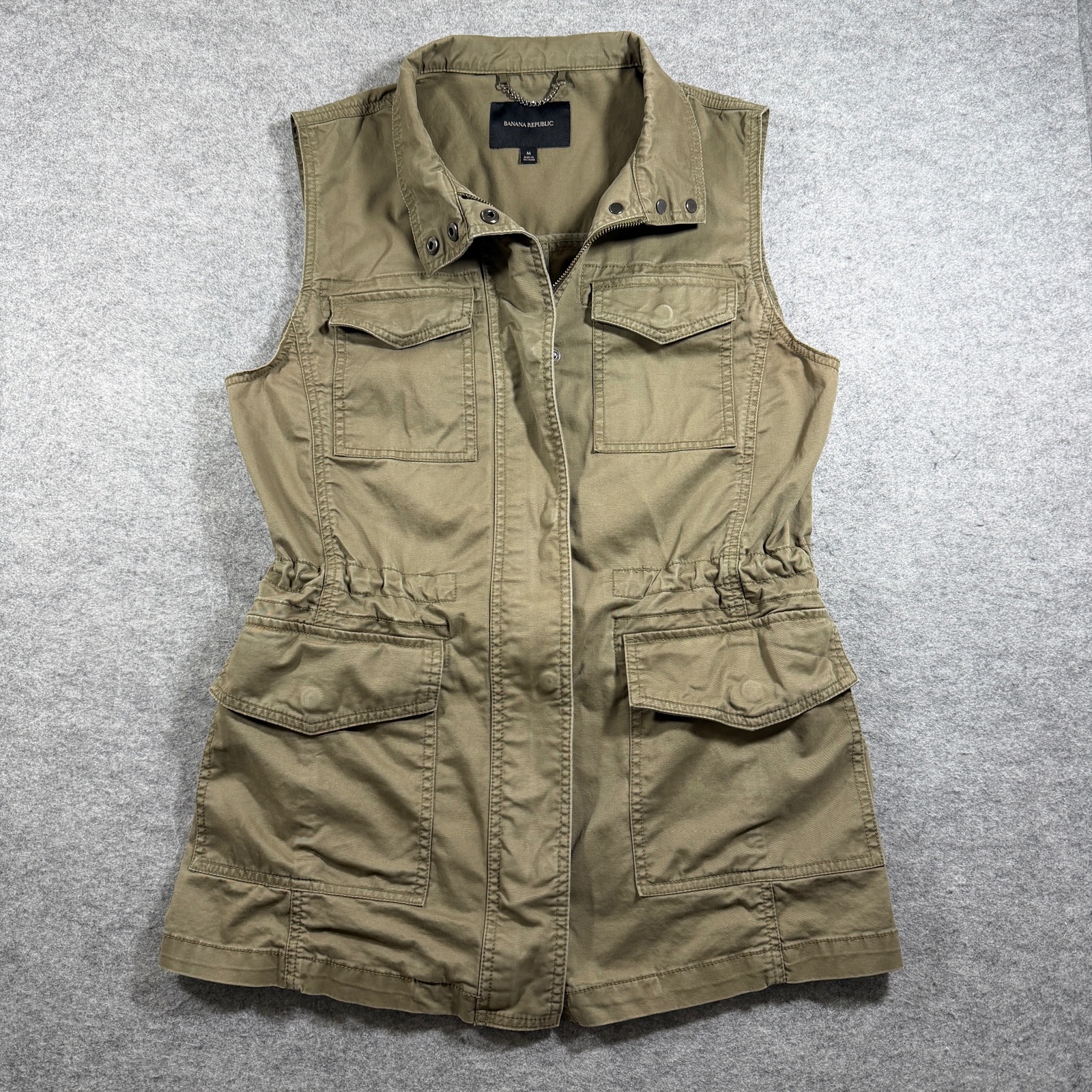 Banana Republic Utility Vest Womens M Olive Green Cotton Safari Field Jacket