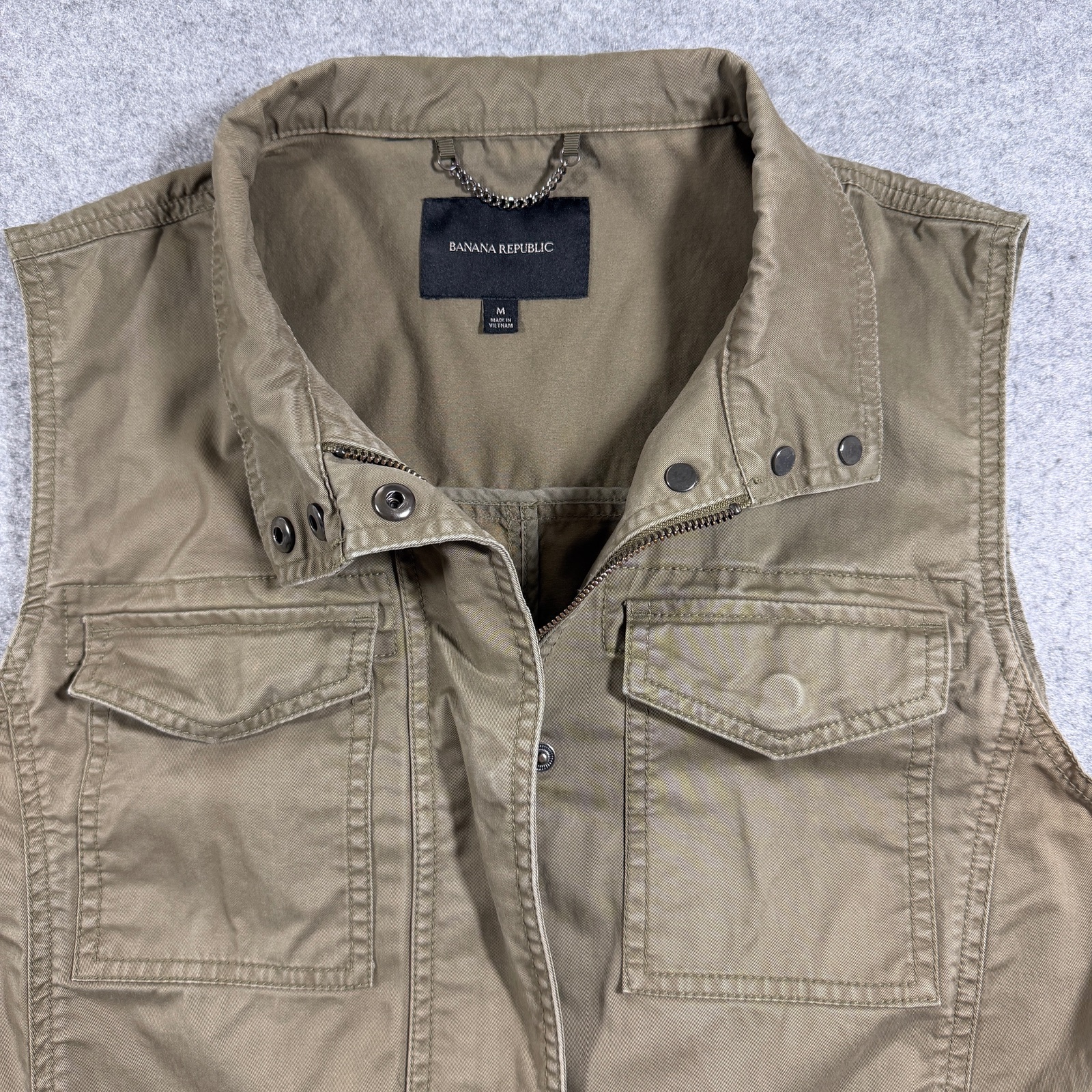 Banana Republic Utility Vest Womens M Olive Green Cotton Safari Field Jacket thumbnail 3