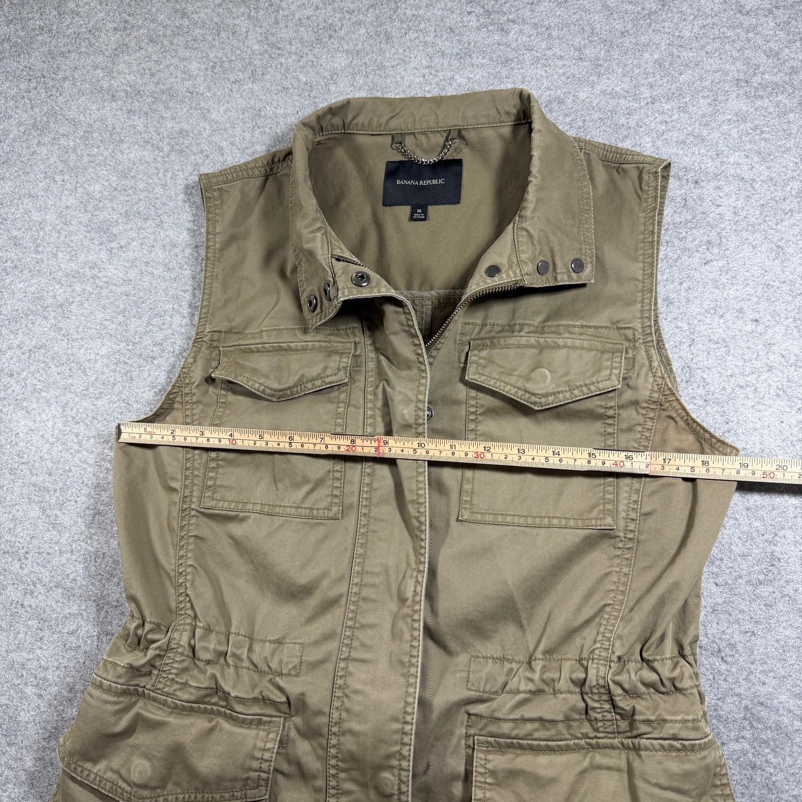 Banana Republic Utility Vest Womens M Olive Green Cotton Safari Field Jacket thumbnail 5