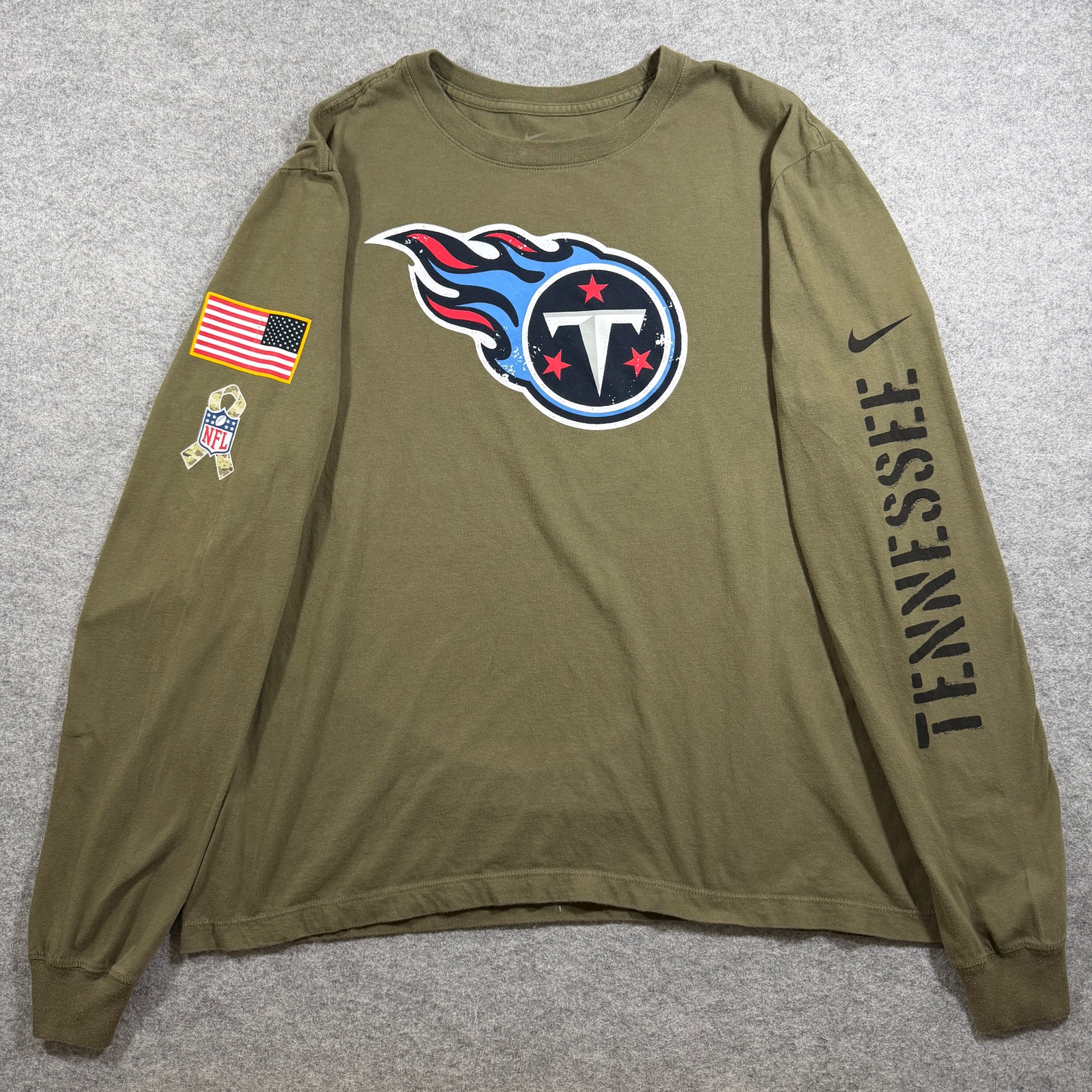 Nike Tennessee Titans Long Sleeve Shirt Mens XL Olive Salute To Army Service NFL thumbnail 3