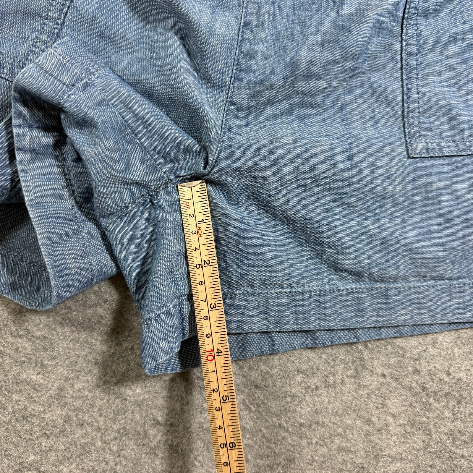 J.Crew Chambray Shorts Womens M Blue Cotton Pull-On Elastic Waist Patch Pockets thumbnail 7