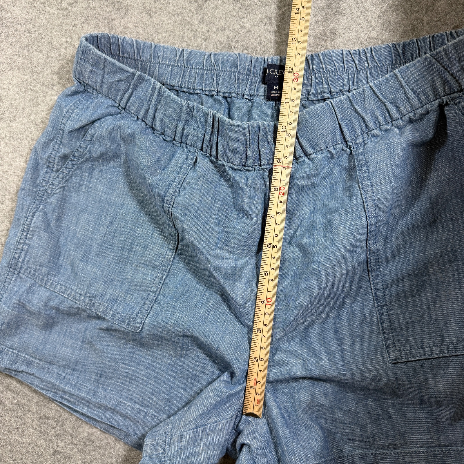 J.Crew Chambray Shorts Womens M Blue Cotton Pull-On Elastic Waist Patch Pockets thumbnail 8