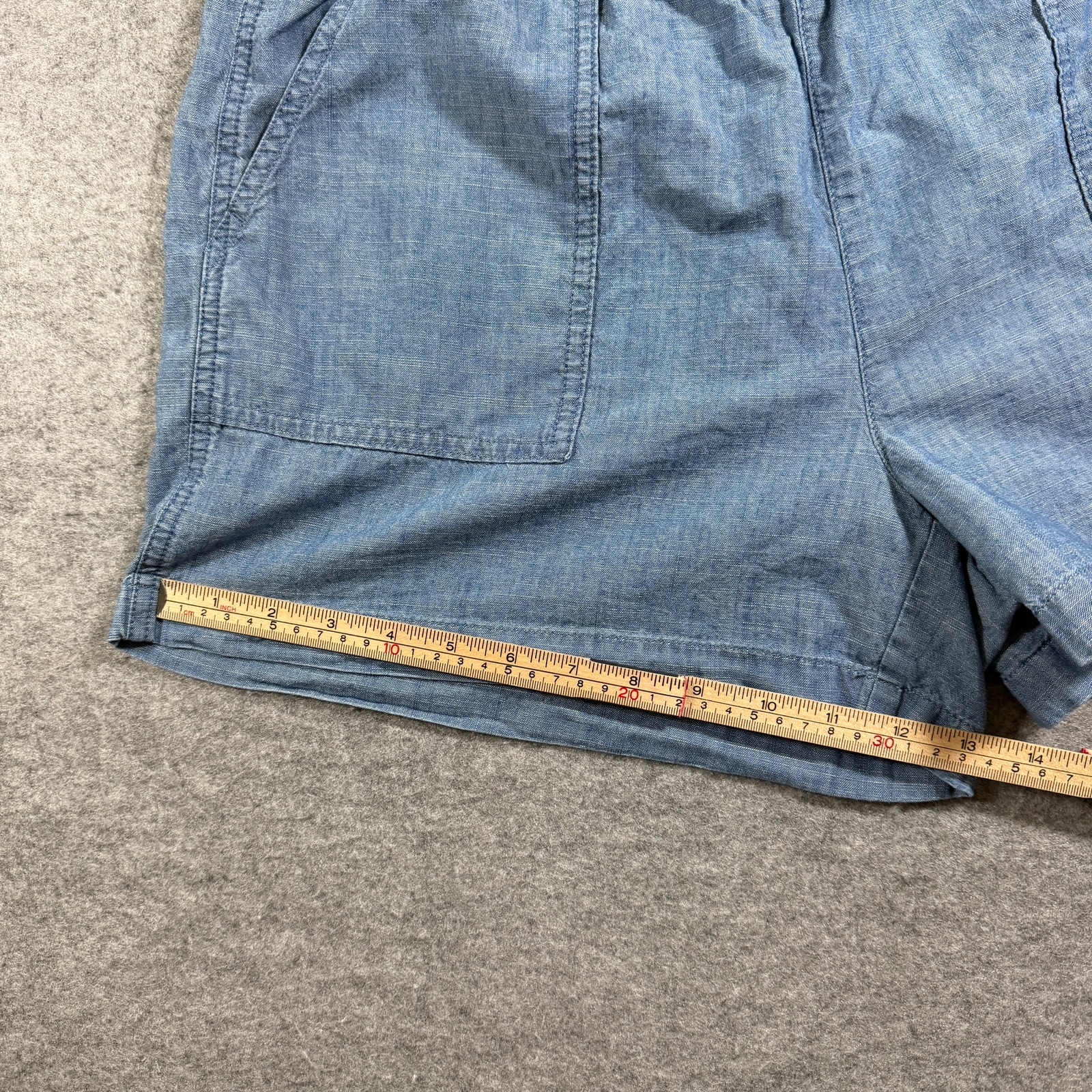 J.Crew Chambray Shorts Womens M Blue Cotton Pull-On Elastic Waist Patch Pockets thumbnail 9
