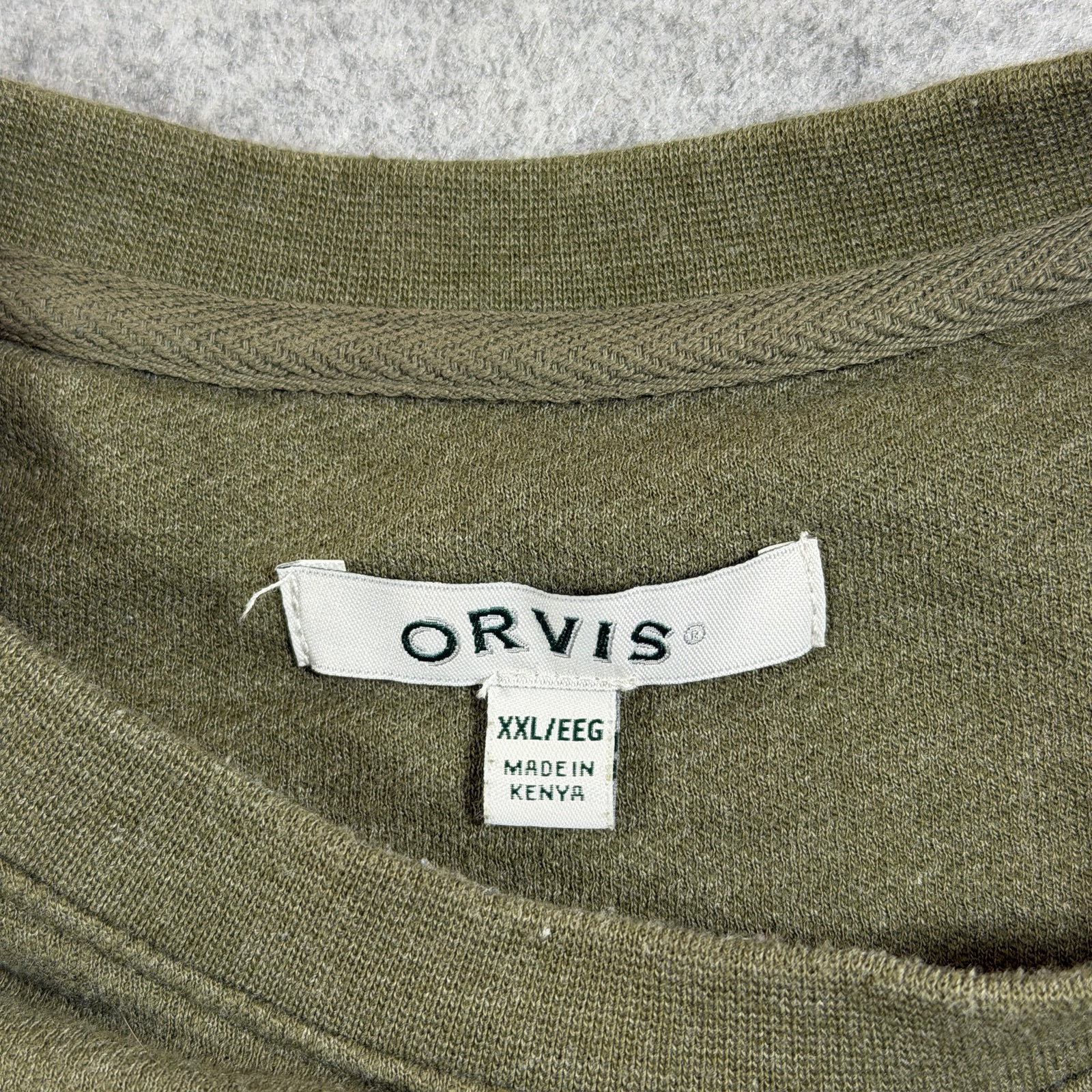 Orvis Crewneck Sweatshirt Mens XXL Olive Green Cotton Outdoor Pullover Casual thumbnail 3